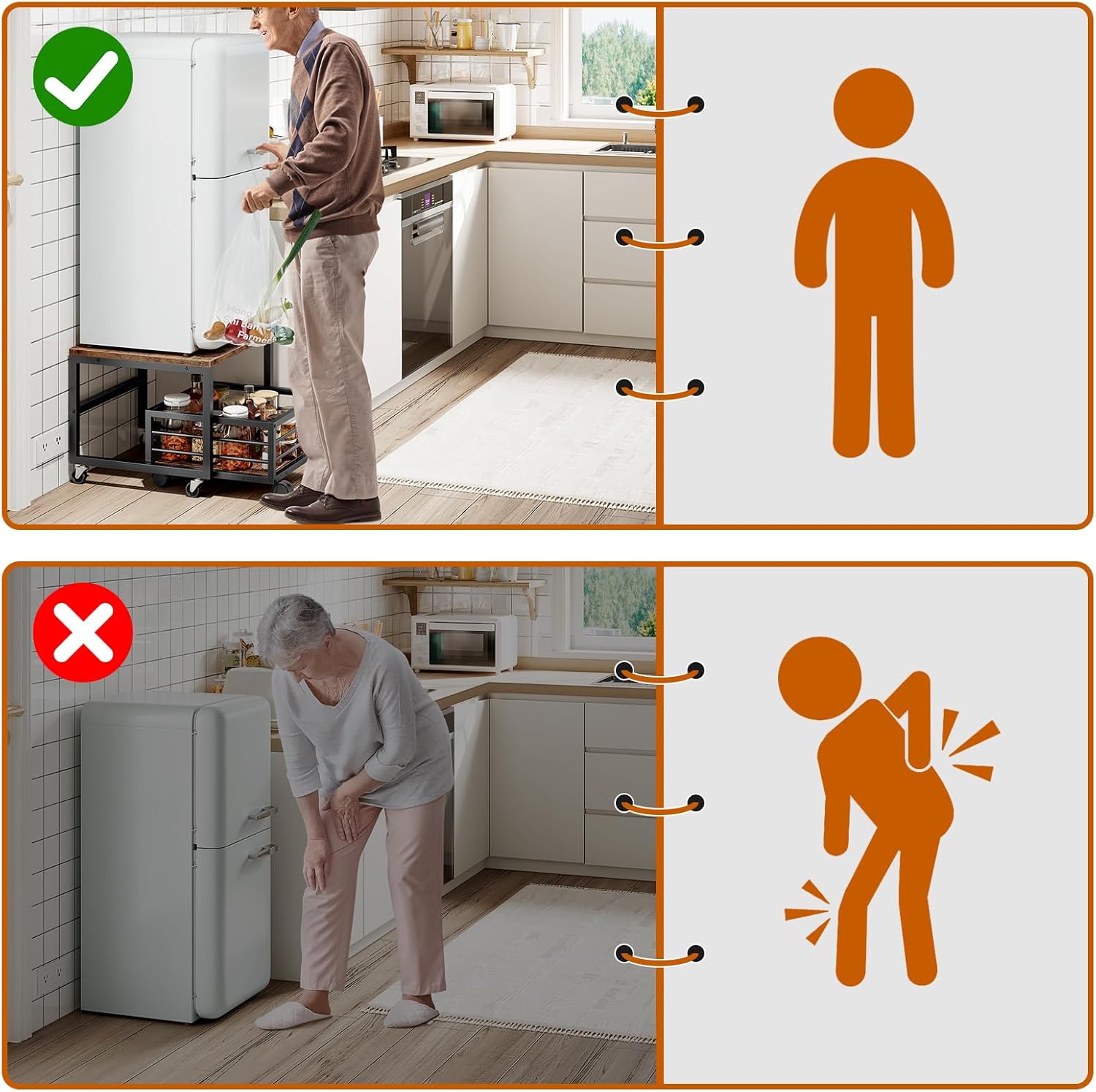 HOOBRO - support mini-réfrigérateur, métal, roulettes, EBF155TL01