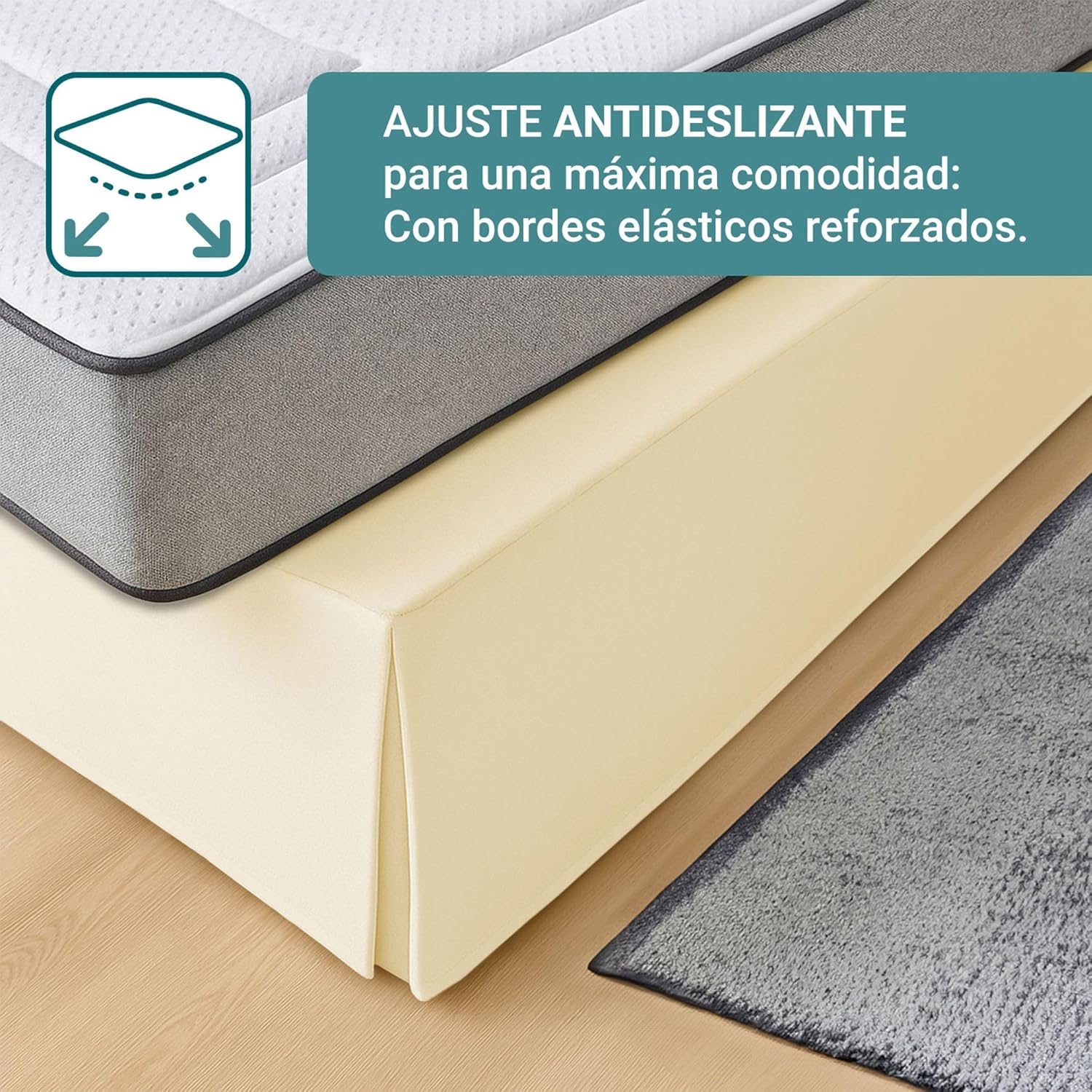 Drap-Housse canapé beige - 90x190/200 cm - Antidérapant, respirant, fabrication Espagne