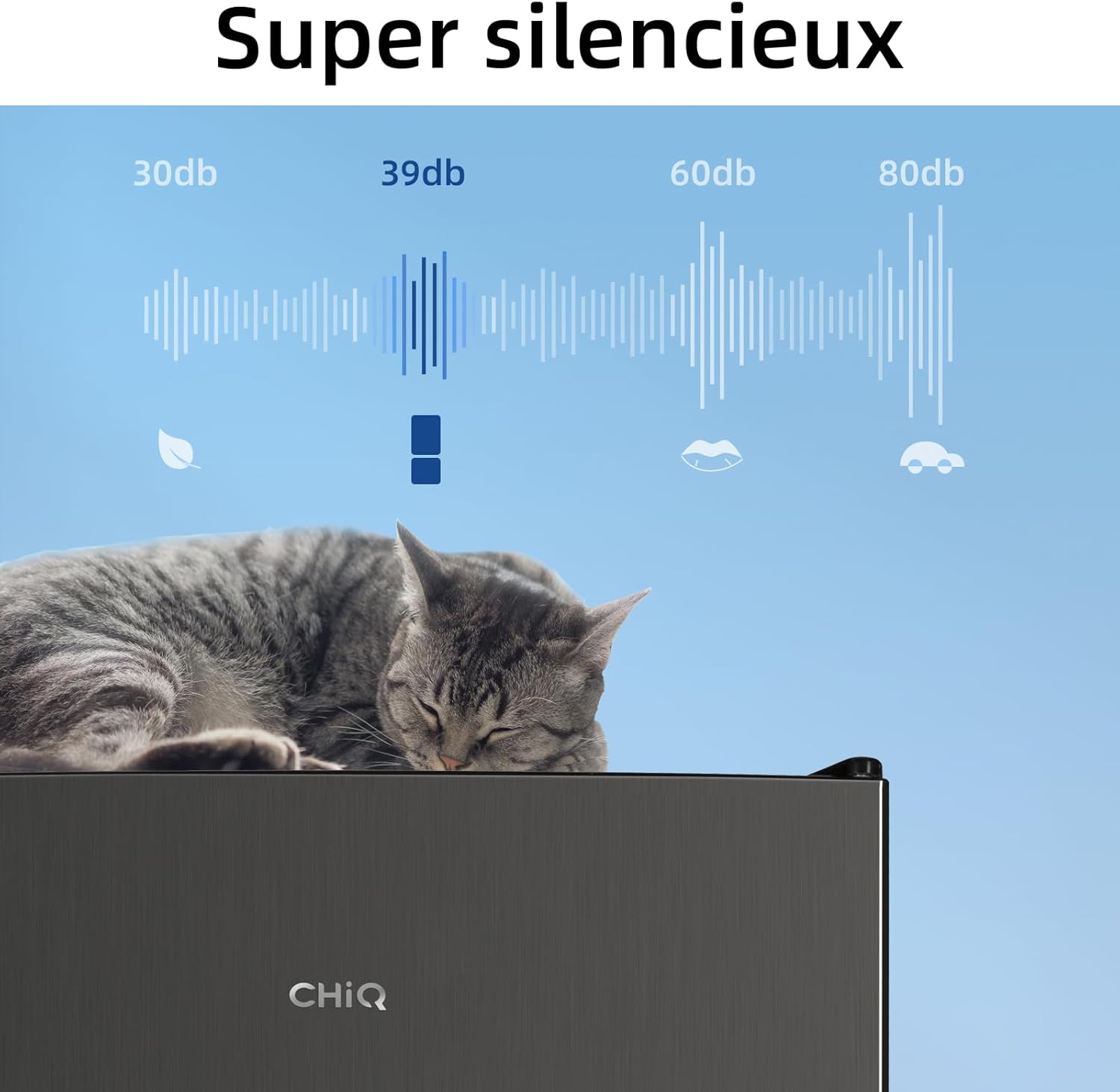 CHIQ - FBM série - 157L, 47cm, Low frost, 39db, portes réversibles, FBM157L42