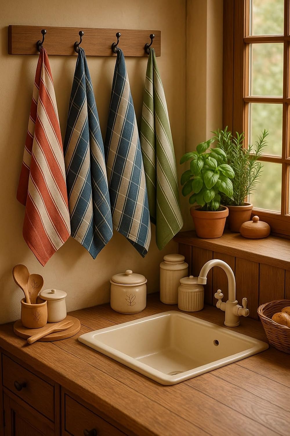 Home Linge Passion - lot de 12 torchons coton 50x70cm multicolores absorbants