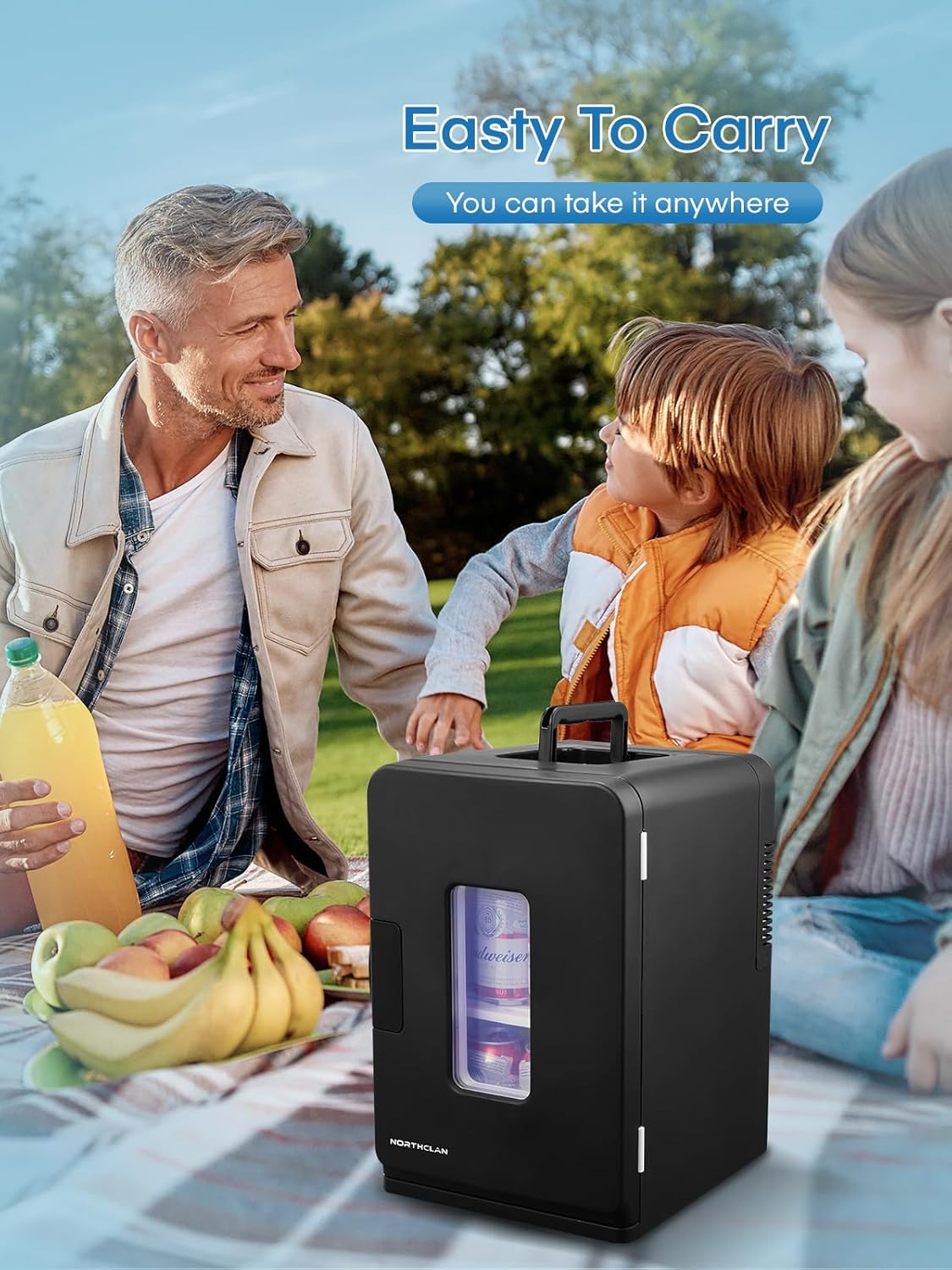 NORTHCLAN - Mini Frigo 15L - froid/chaud, silencieux, 12V/220V