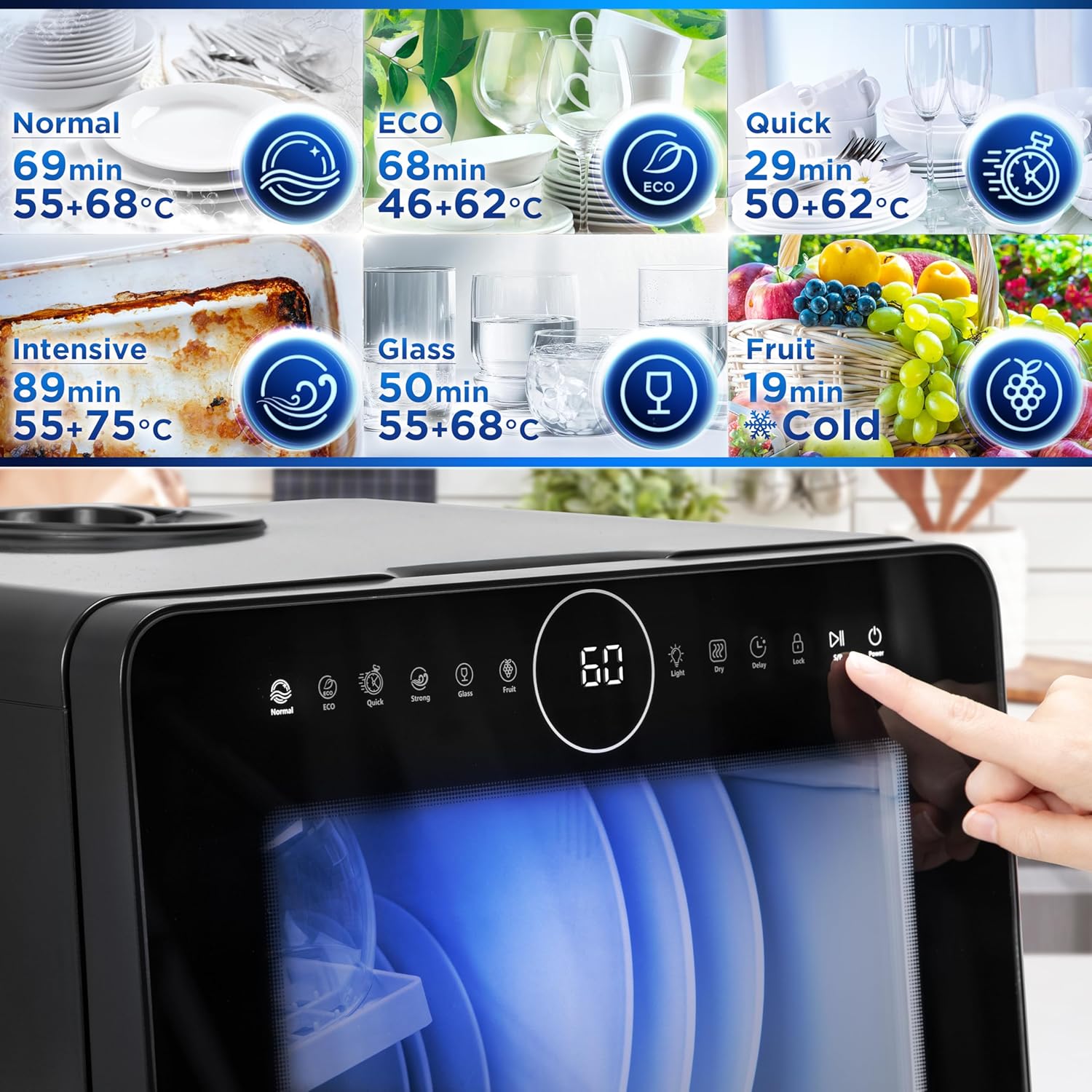 Duronic - DW5 BK - compact 55x50x43cm - 7 programmes, séchage performant