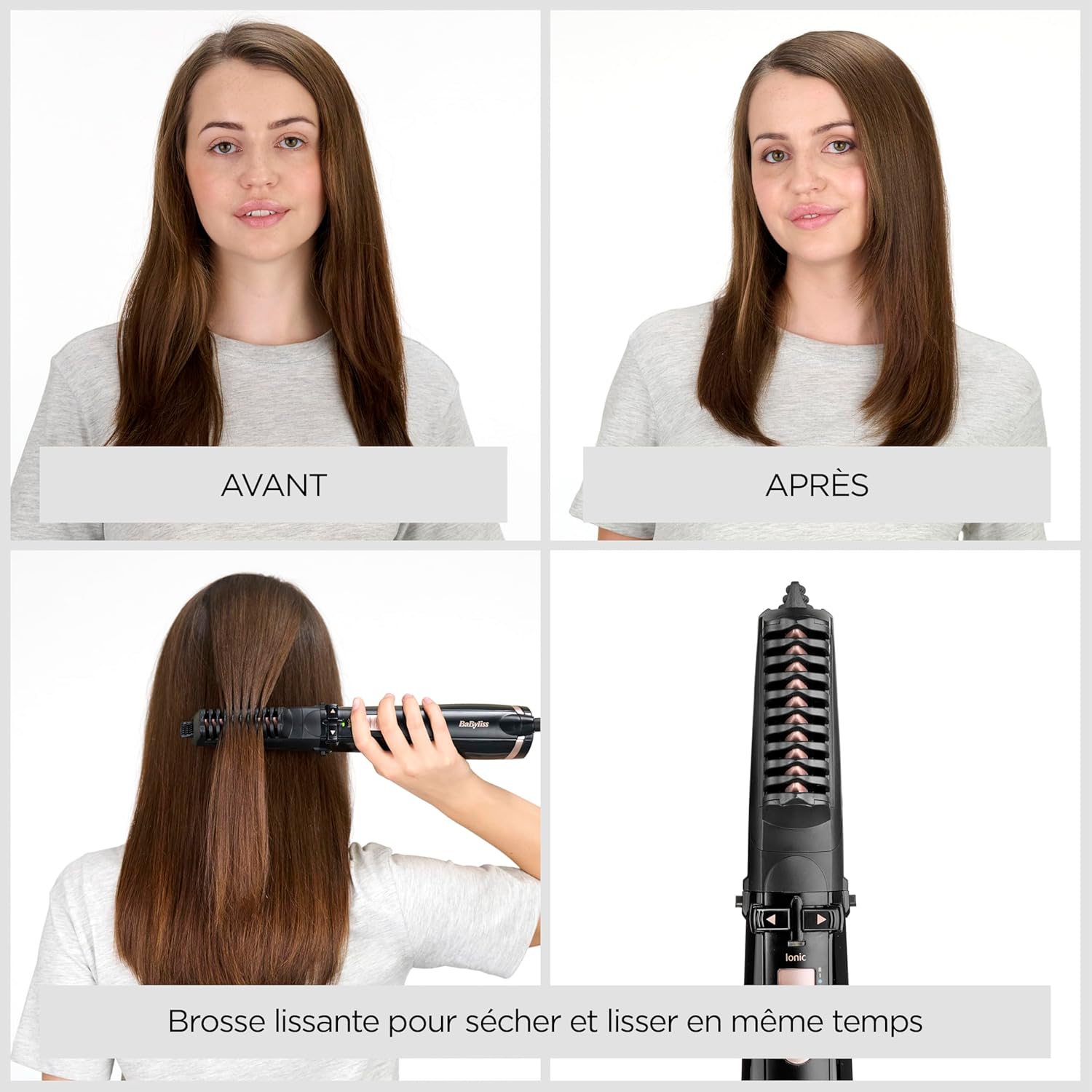 BaByliss - Brosse soufflante Dry Straighten Style - 4 accessoires - Fonction ionique - AS200E