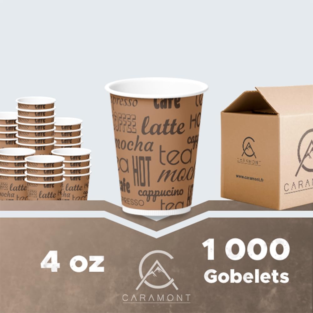 Caramont - 4 Oz Espresso - gobelets carton résistants chaleur, 1000 pièces