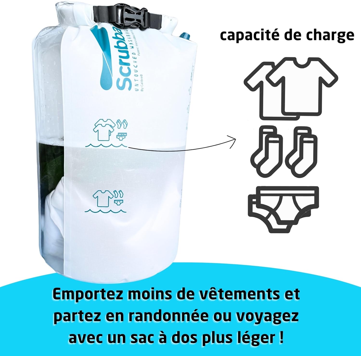 Scrubba - sac de lavage portable léger 150g - manuel, écoresponsable