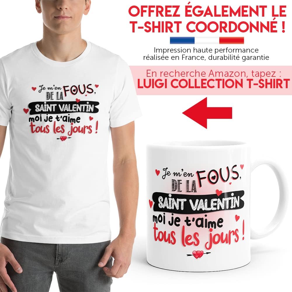 Tasse - Amour Je T’Aime - céramique 330ml - message drôle cadeau original