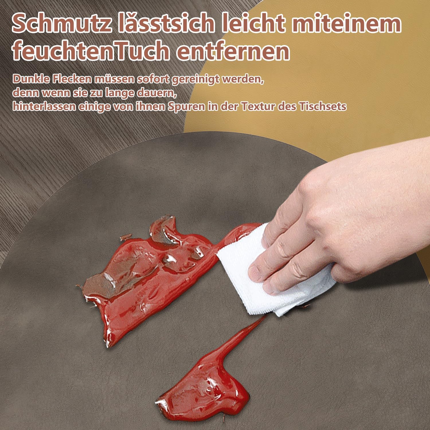 Set de table - cuir PU double face - 36x36cm - lavable, antidérapant, lot de 6