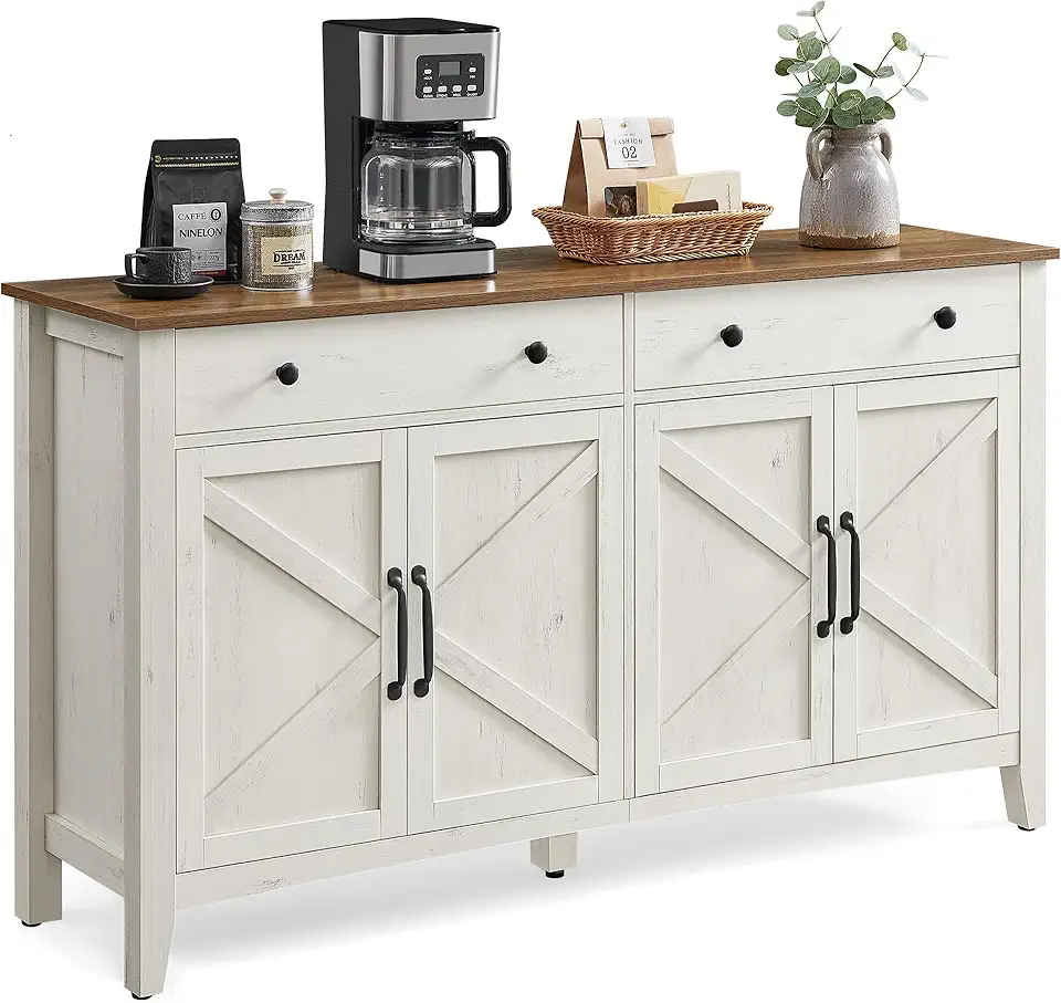 VASAGLE - buffet de rangement - 40x140x80cm - tiroir, portes, étagère réglable, style campagne - BBK381W02