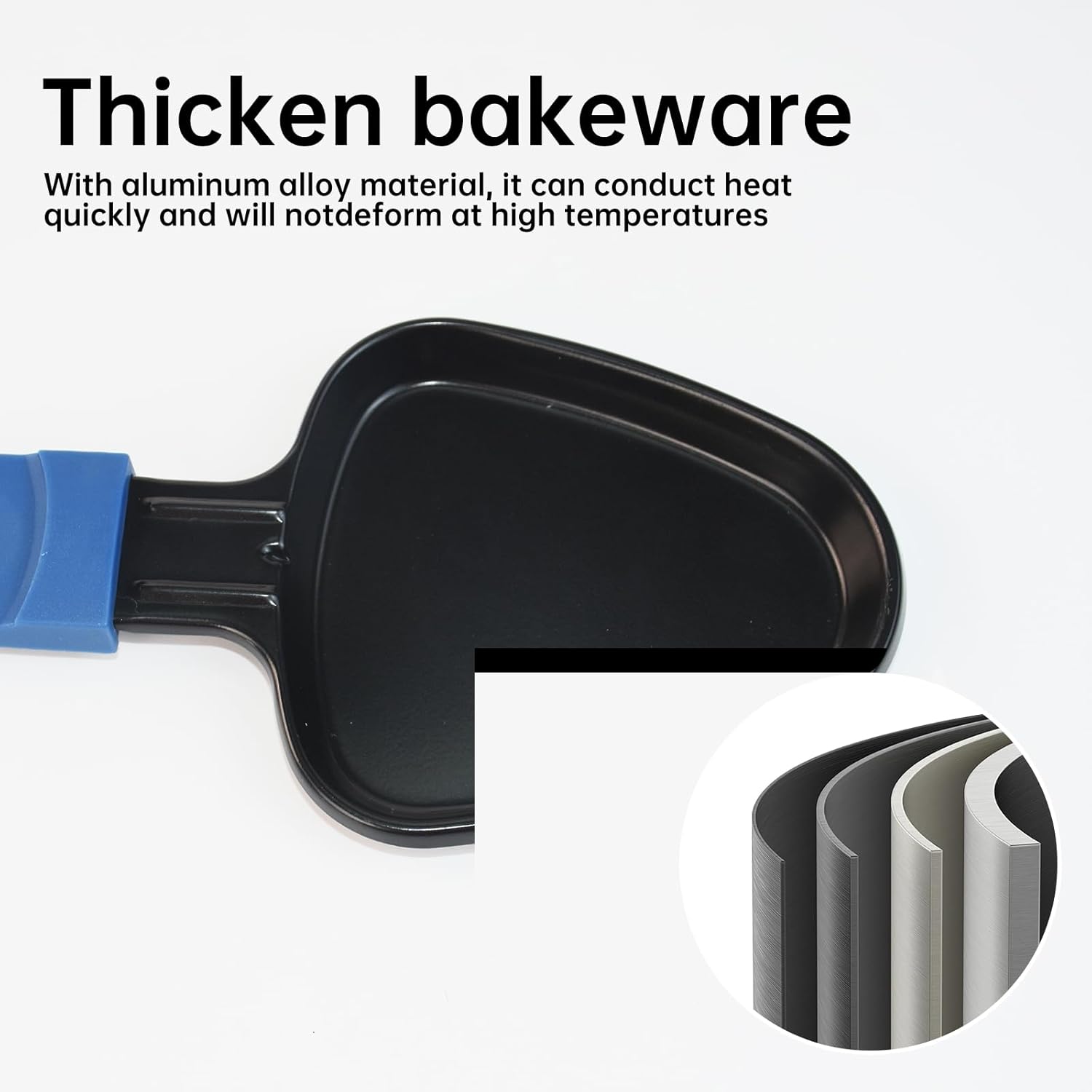 Poêlon à raclette - triangulaire 18x10cm - antiadhésif, 4 pelles bois