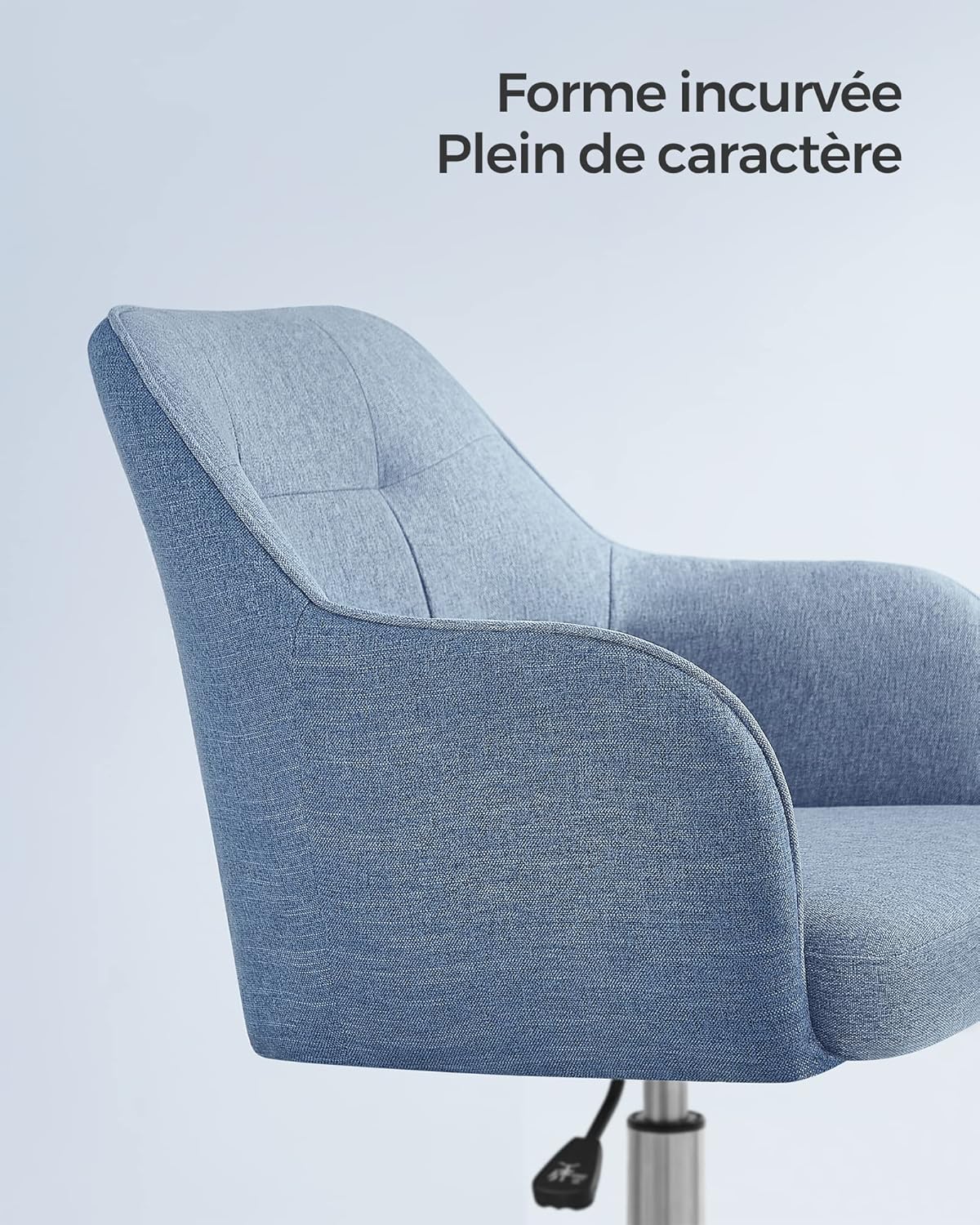 SONGMICS - fauteuil de bureau ergonomique, cadre acier, tissu coton-lin, bleu, réglable, 110kg - OBG019Q01