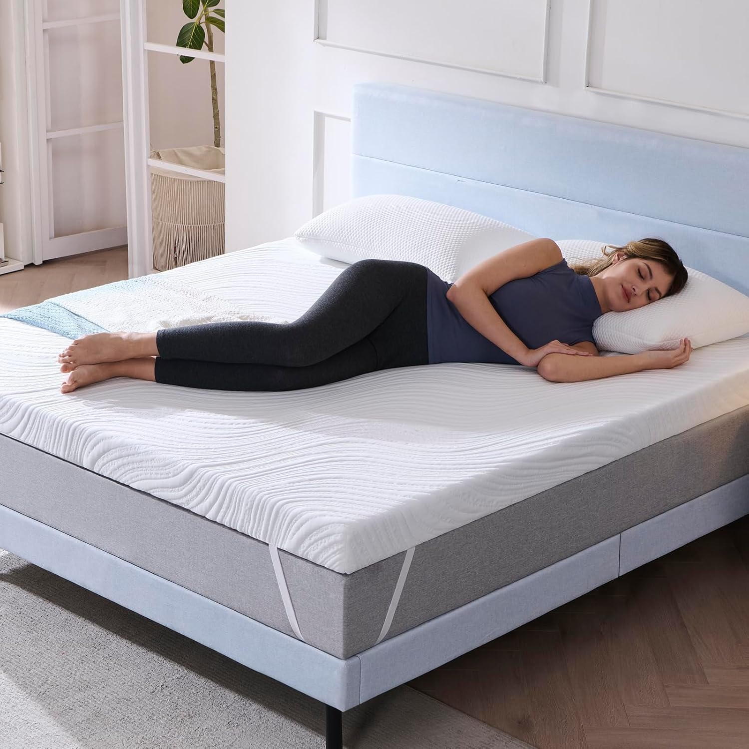 Hiimgo - Surmatelas Mémoire de Forme Gel 7,5cm 140x190cm - housse lavable, confort respirant, antidérapant