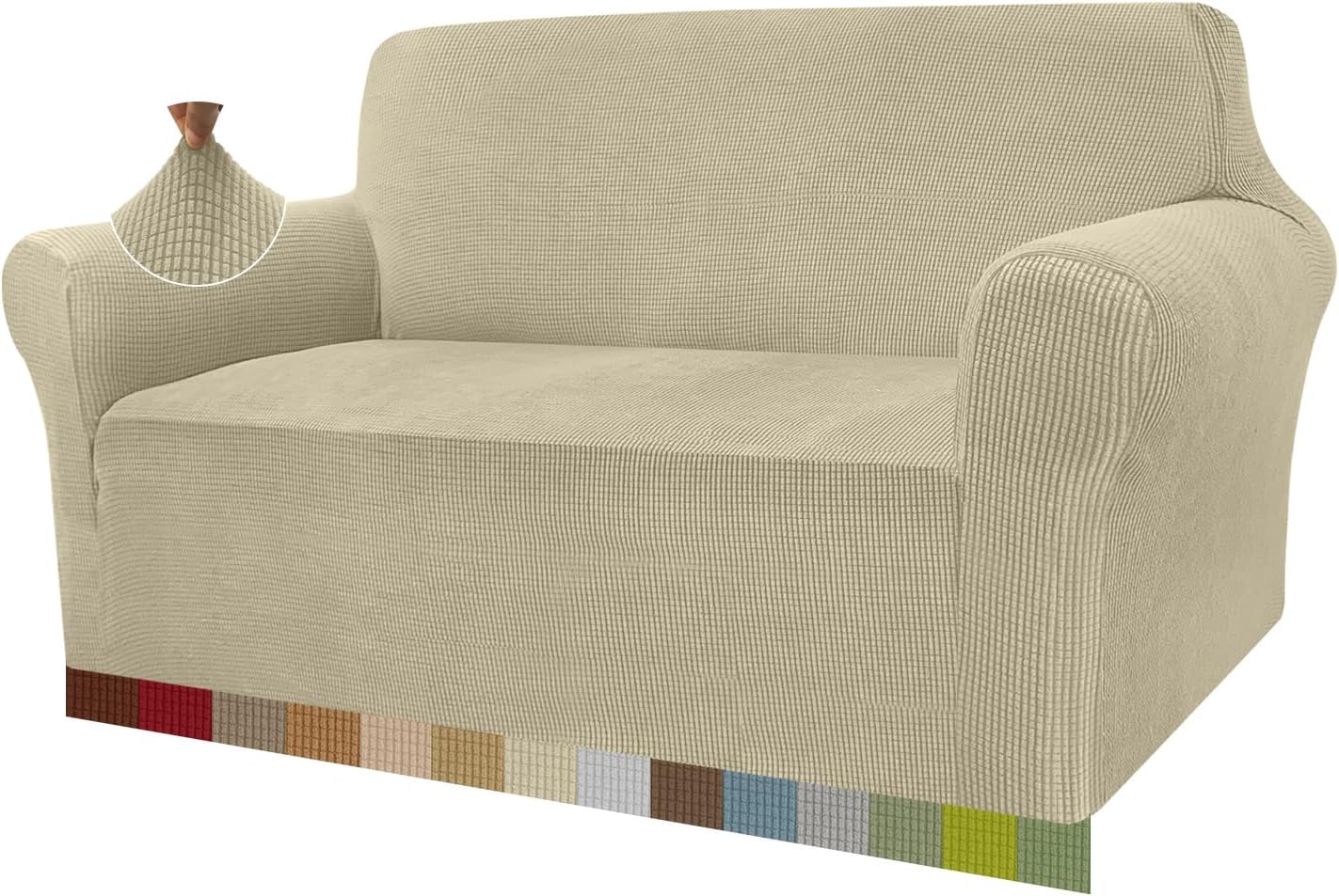 Granbest - Housse canapé jacquard 2 places - très élastique, anti-animaux, kaki