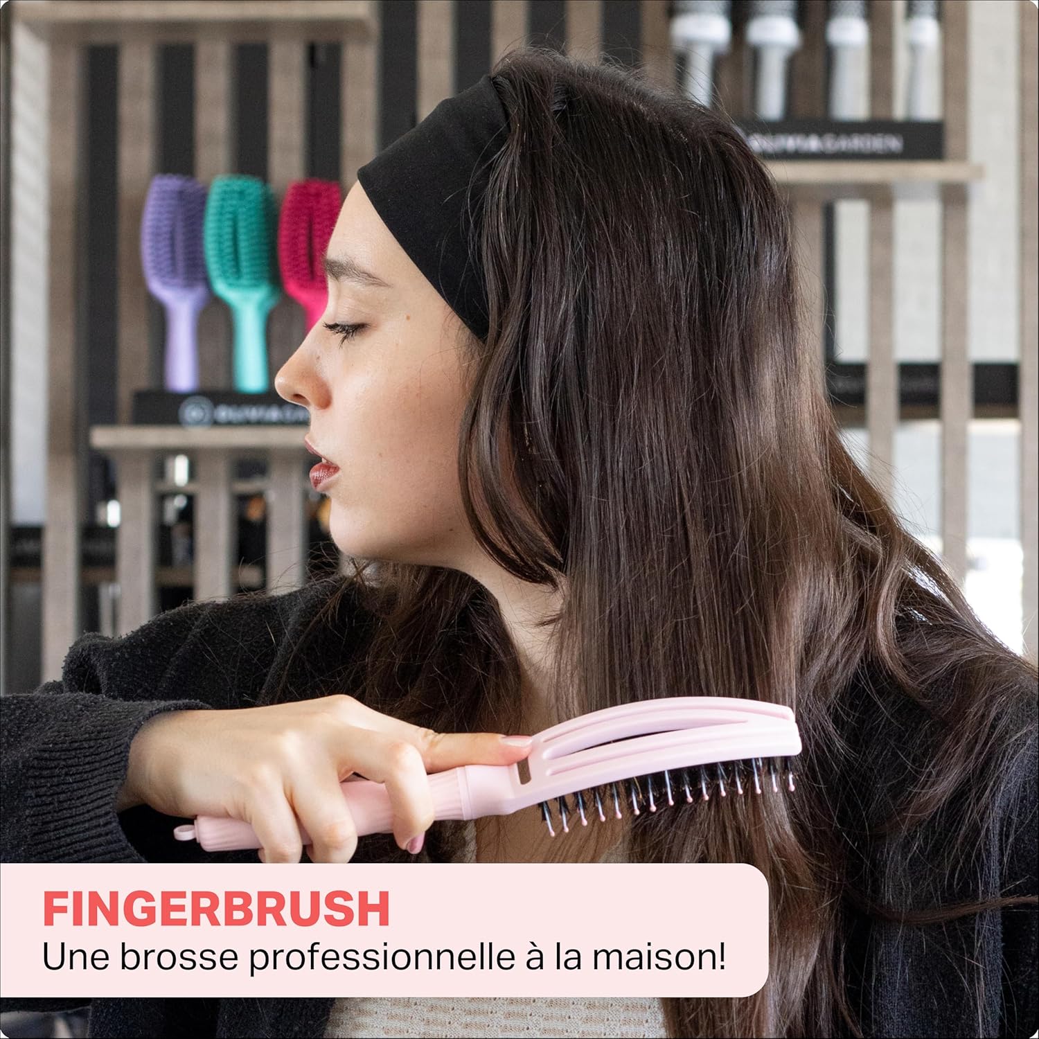 Olivia Garden - Fingerbrush Care Iconic - démêlante sanglier nylon - brillance et coiffage lisse