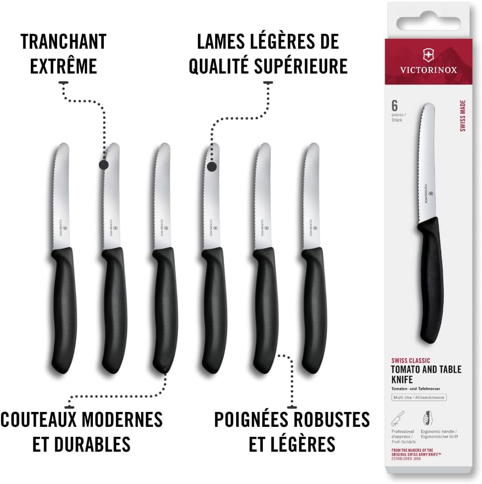 Victorinox - Swiss Classic - 11 cm - Couteau à pain dentelé, set 6 pièces