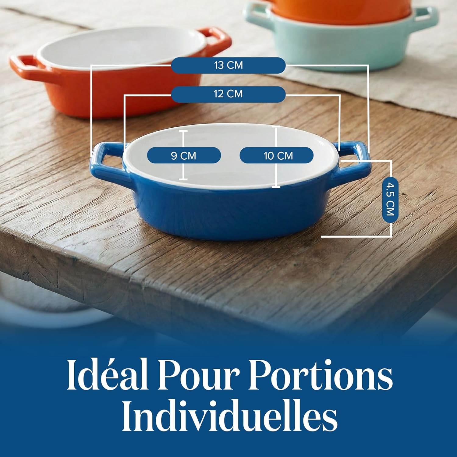 Joejis - ramequins ronds en céramique - lot de 4 - four, lave-vaisselle, congélateur