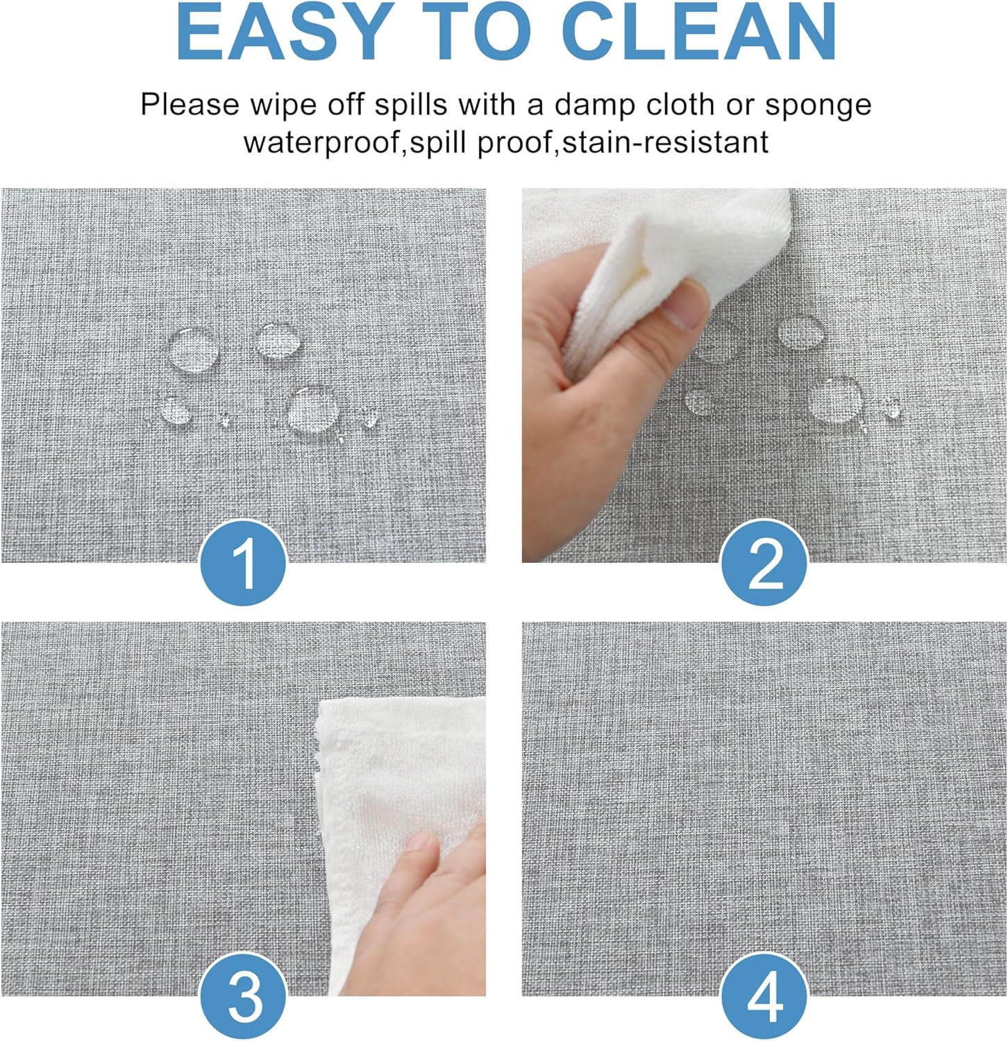 DWCN - Nappe aspect lin lavable 110x110cm, anti-tache, imperméable