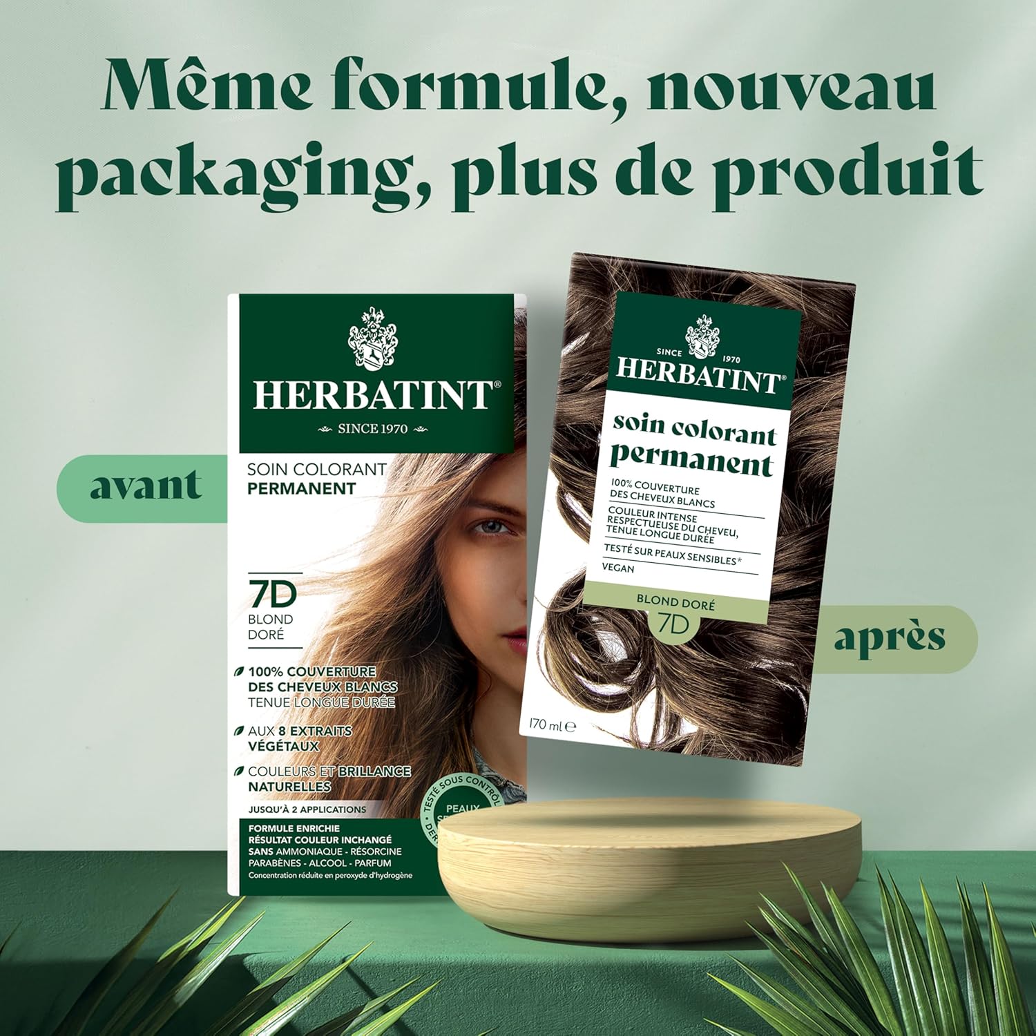 Herbatint - colorant permanent cheveux 7D - 170ml - sans ammoniaque, couvre 100% cheveux blancs