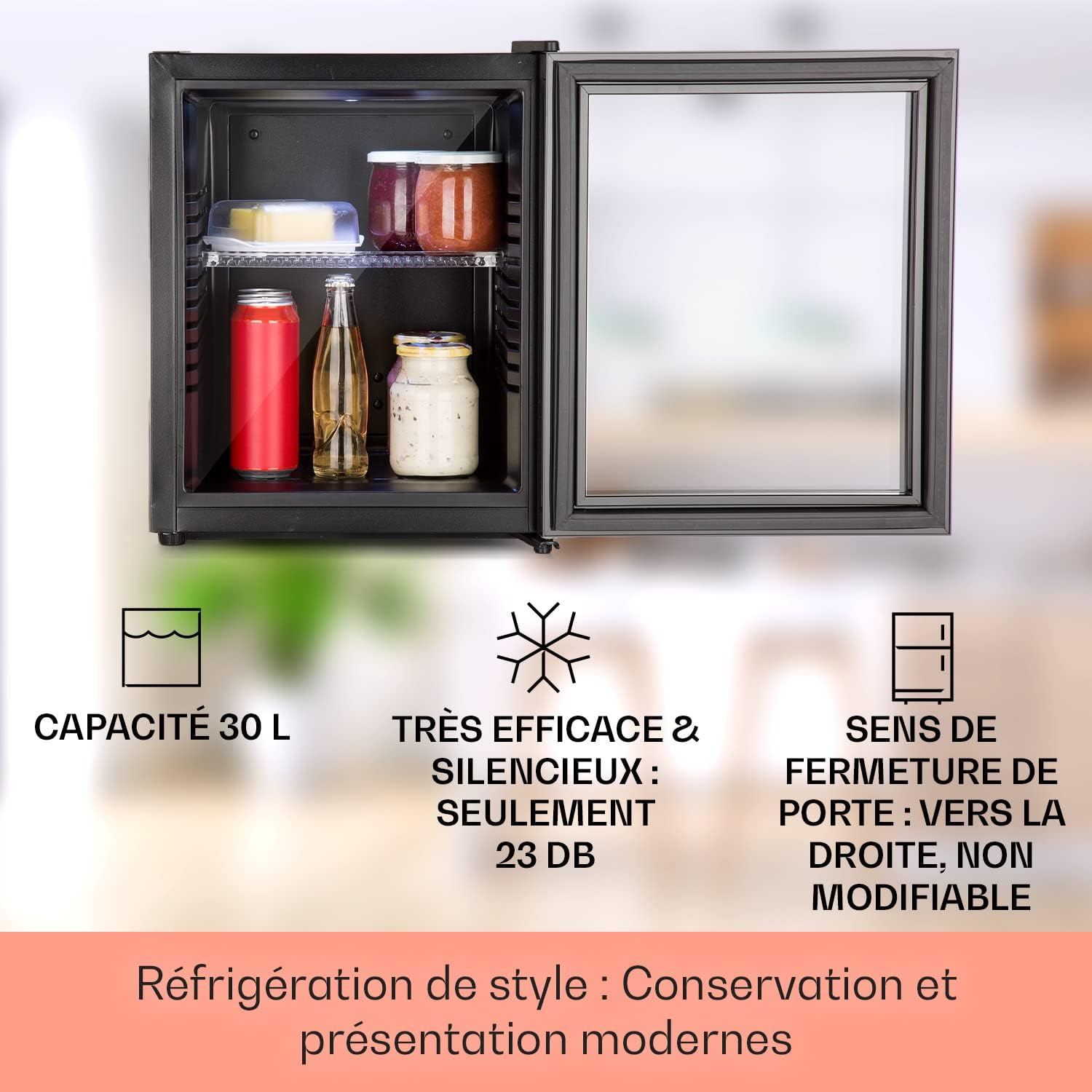 Klarstein - Mini Frigo 32L - silencieux, étagères réglables, 12-18°C