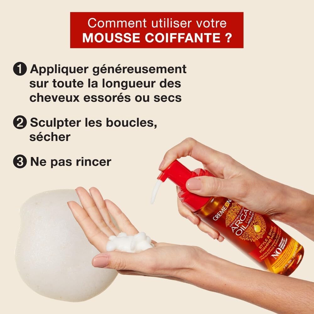 Creme of Nature - Argan Oil Mousse - 207ml - Brillance, hydratation, cheveux bouclés