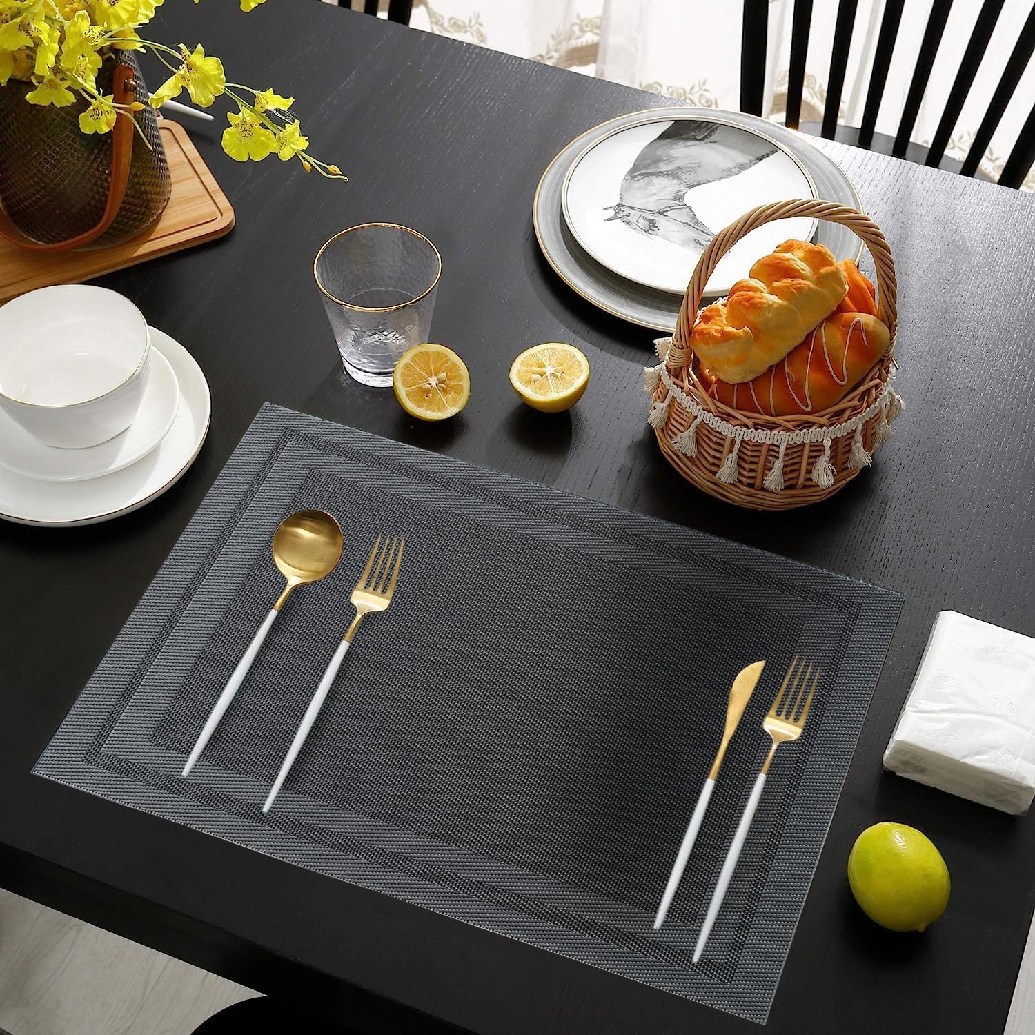 IPEA - Sets de Table élégants - 45x30 cm - lavables, antidérapants, résistants à la chaleur