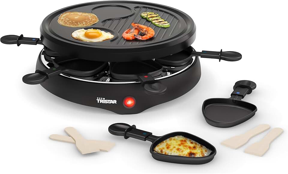 Tristar - Raclette RA-2998 - Ø29cm - 6 poêlons, crêpe, grill, 800W