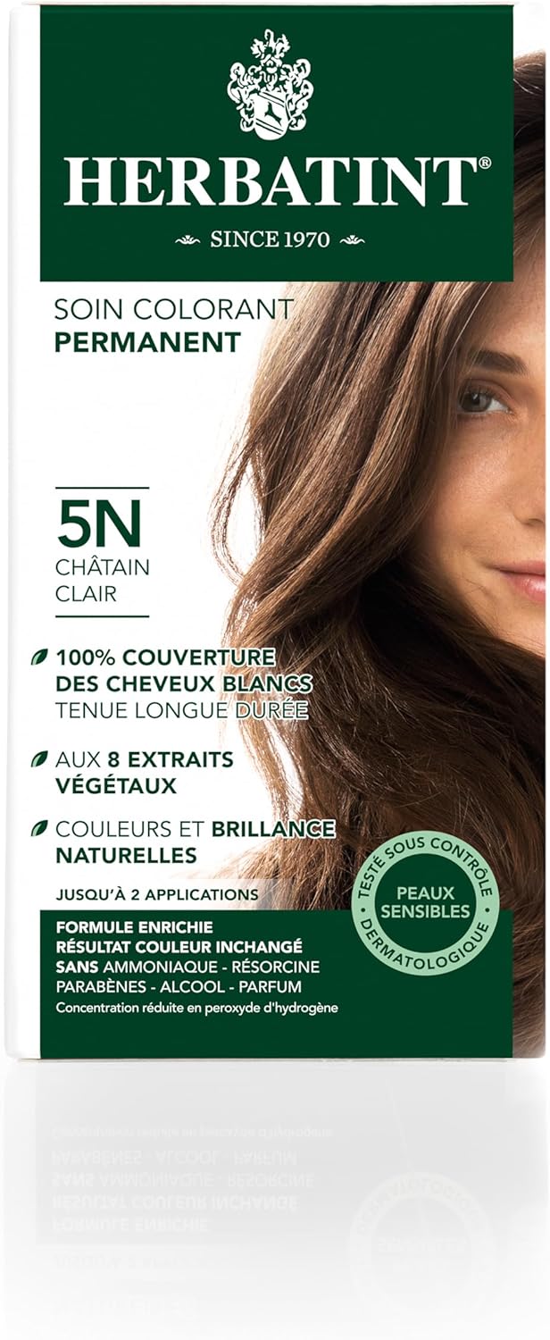 Herbatint - Soin Colorant Permanent - 150 ml - cheveux blancs, sans ammoniaque, teintures naturelles, 5N