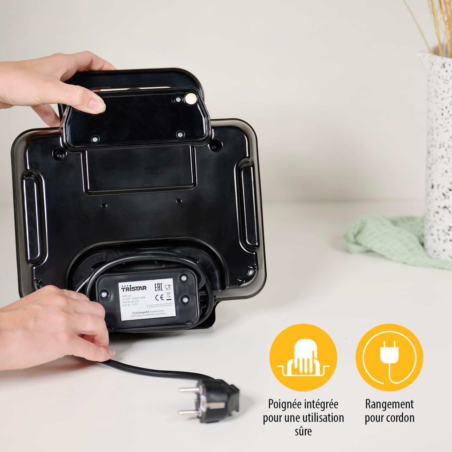 Tristar - gaufrier série WF - 2 plaques, 1000W, acier inoxydable - WF-2195