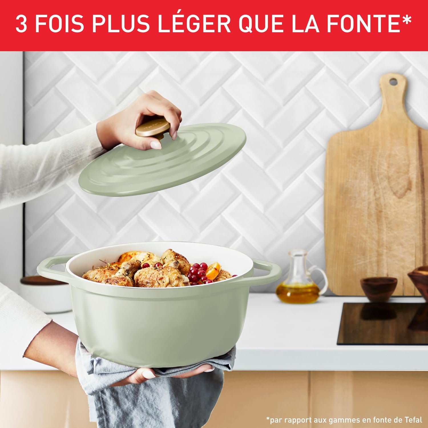 Tefal - Air Soft Light - cocotte 24cm fonte alu, induction, facile à nettoyer, E2664625