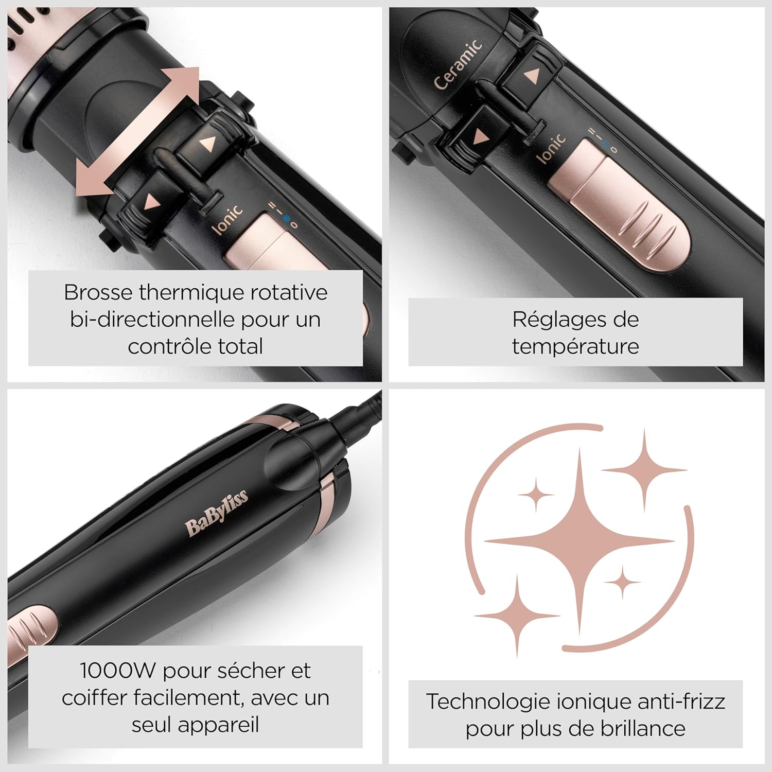 BaByliss - Brosse soufflante Dry Straighten Style - 4 accessoires - Fonction ionique - AS200E