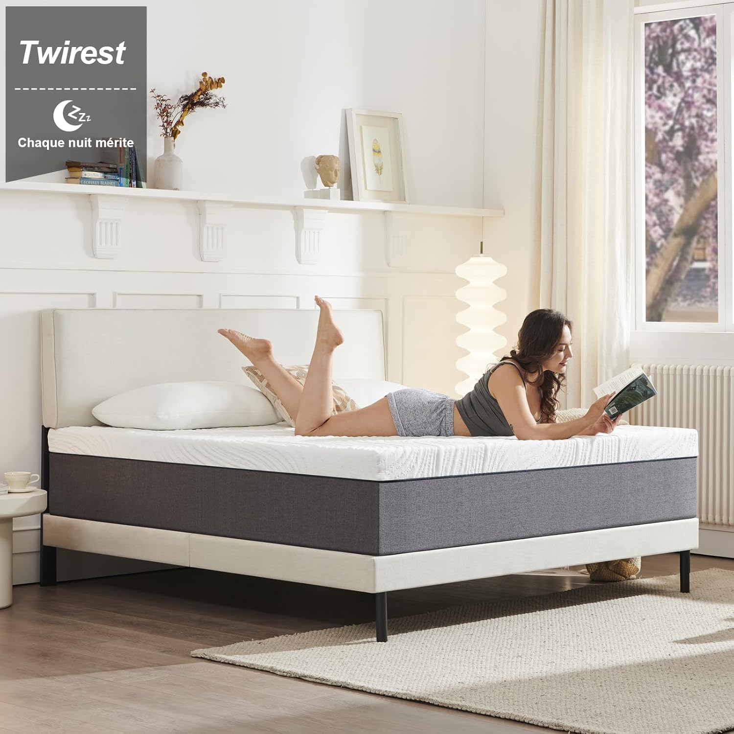 Matelas - mousse mémoire 7 zones - 160x200x18 cm - réversible, soutien parfait