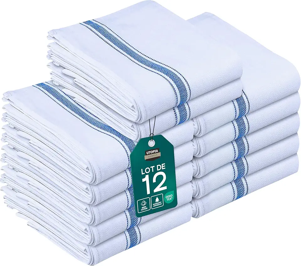 Utopia Towels - torchons cuisine 38x64cm - coton absorbant, lot 12