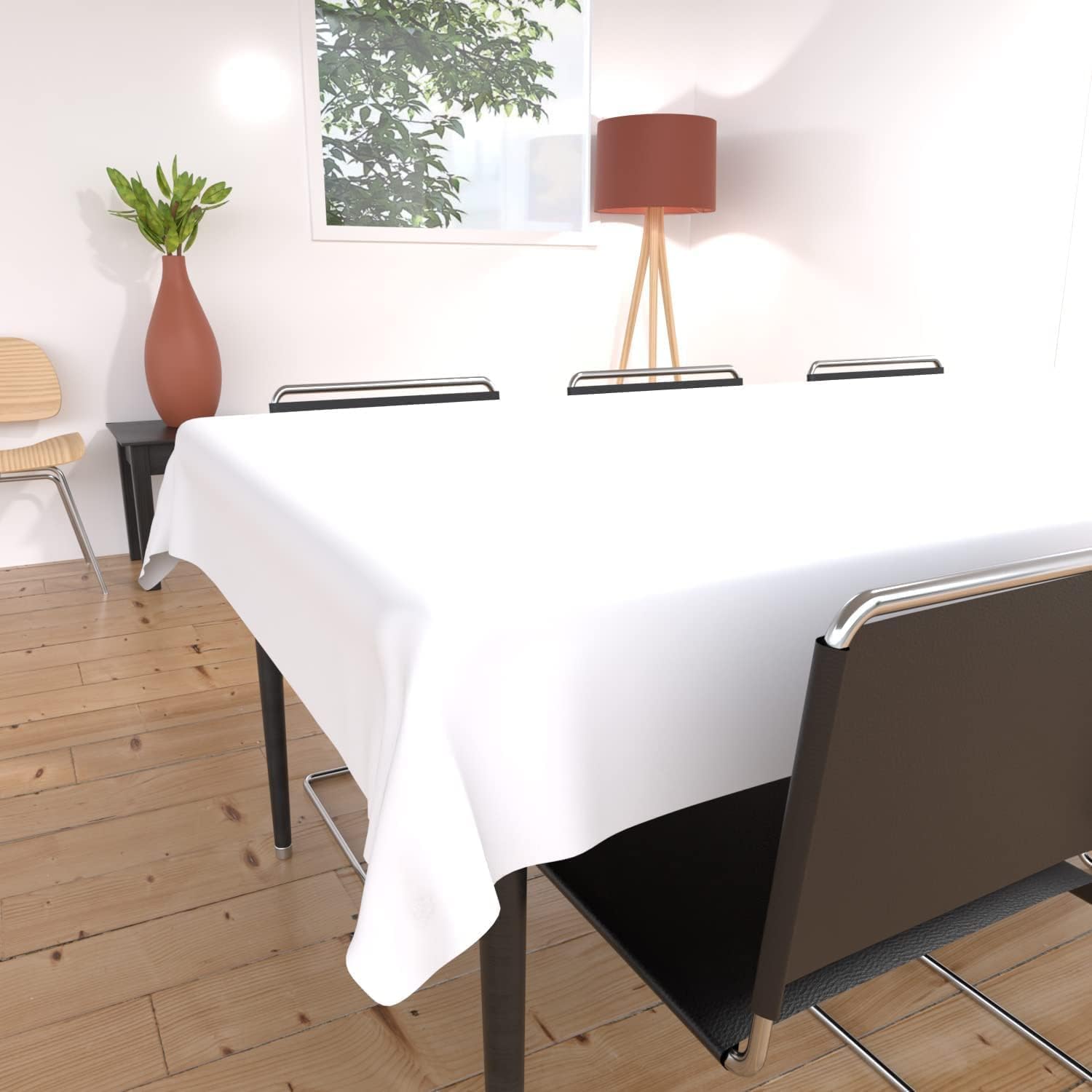 Soleil d'Ocre - Alix nappe rectangle blanche 160x270 cm, polyester, anti-tâches