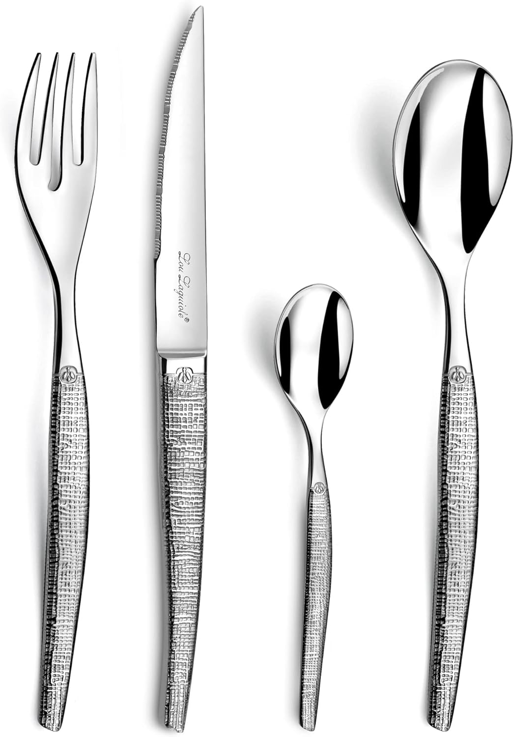 Lou Laguiole - Jet - 24 pièces, inox 18/0, finition texturée