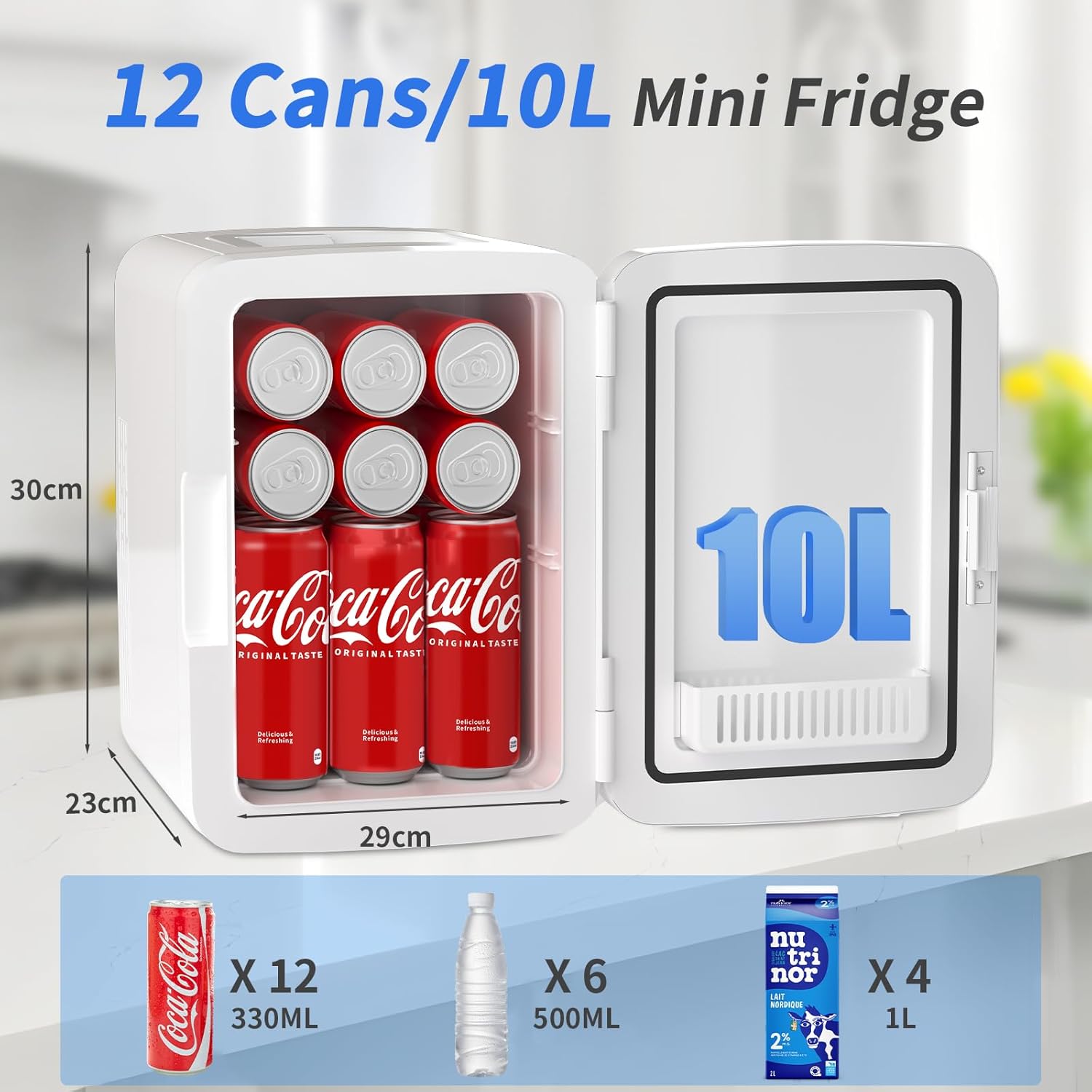 YASHE - mini frigo 10L - compact, transportable, 6 canettes