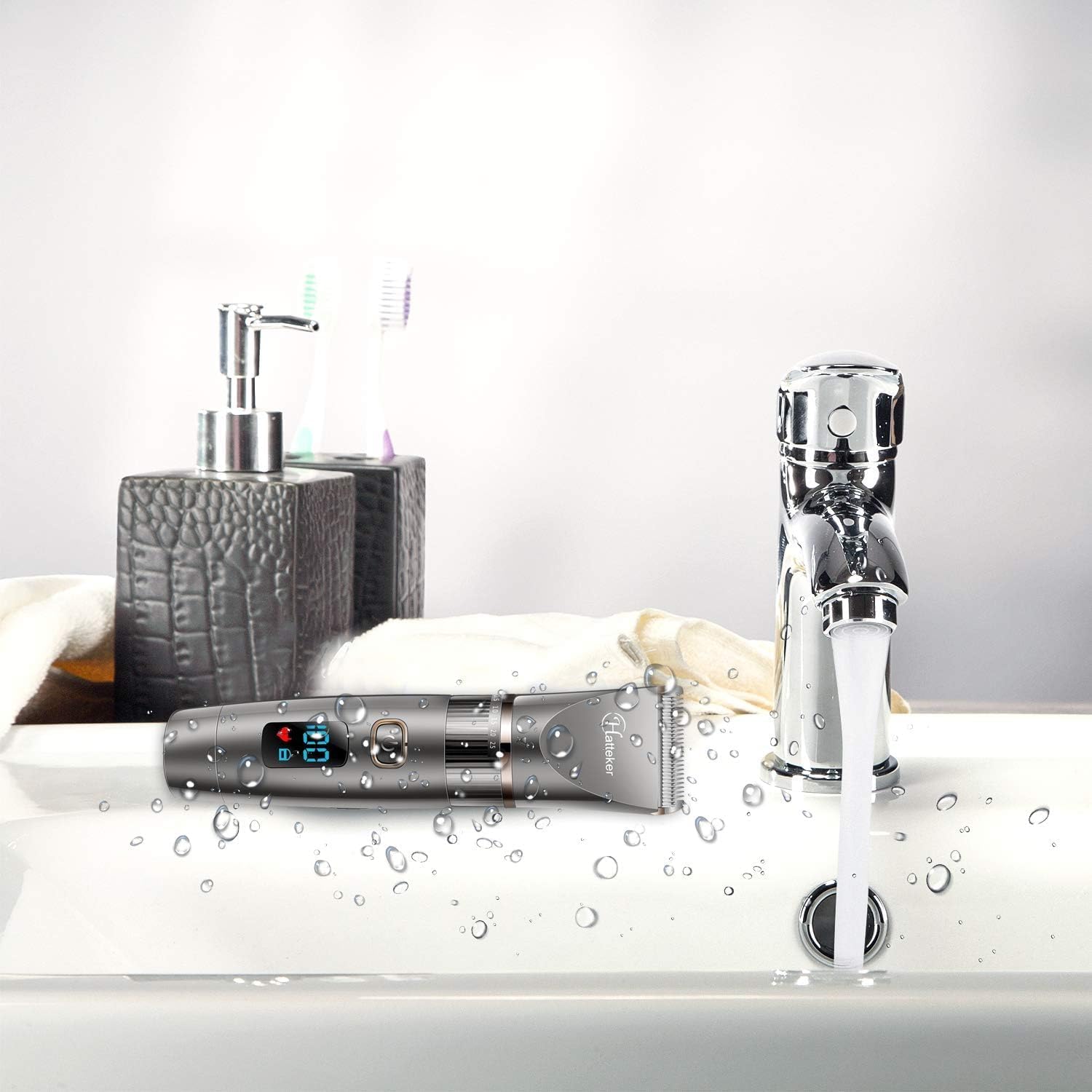 Hatteker - Tondeuse 3 en 1 sans fil, étanche, barbe et cheveux, précision