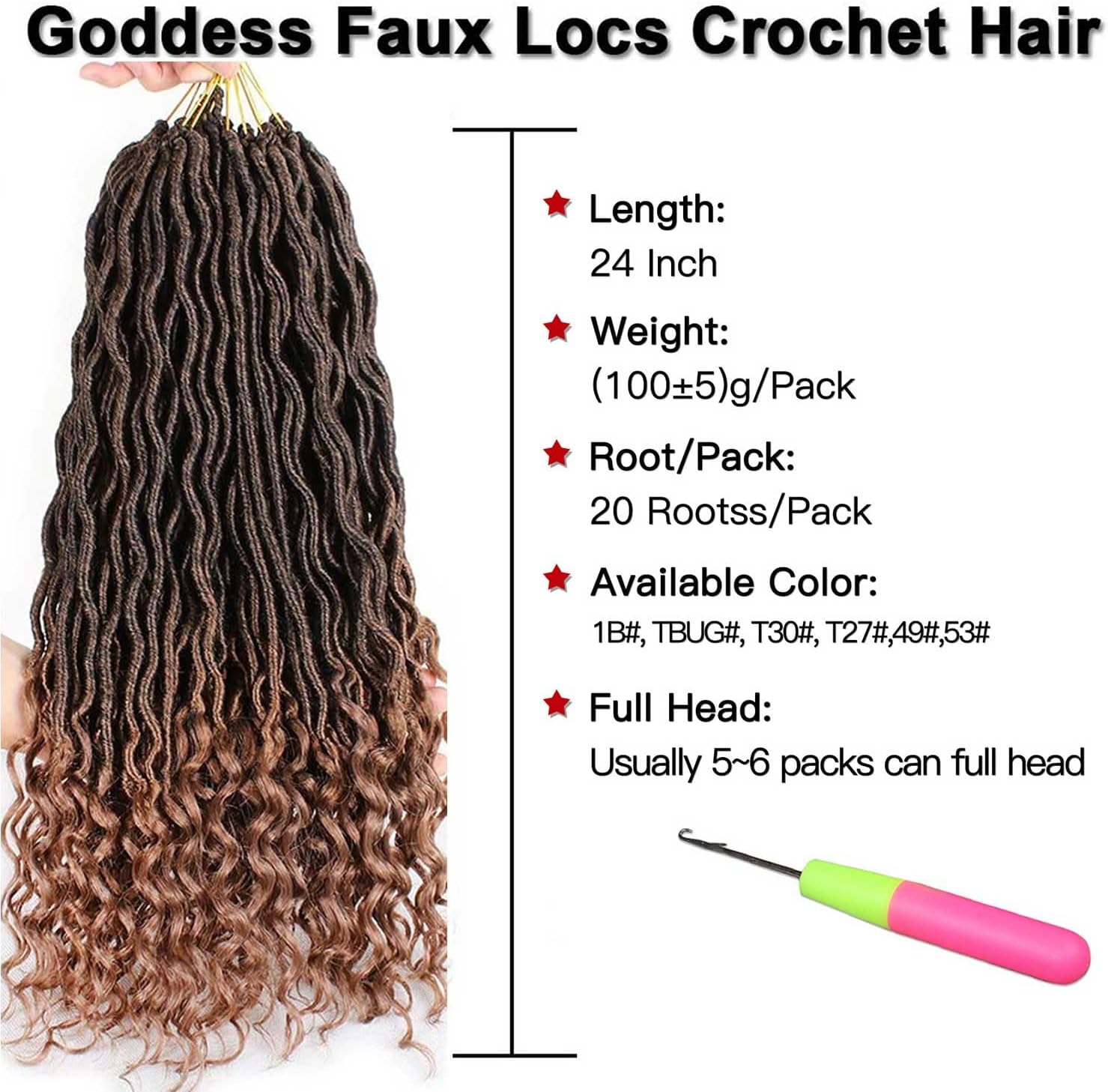 Xtrend - extensions dreadlocks crochet bouclées - 61 cm - lot de 6 paquets T30#