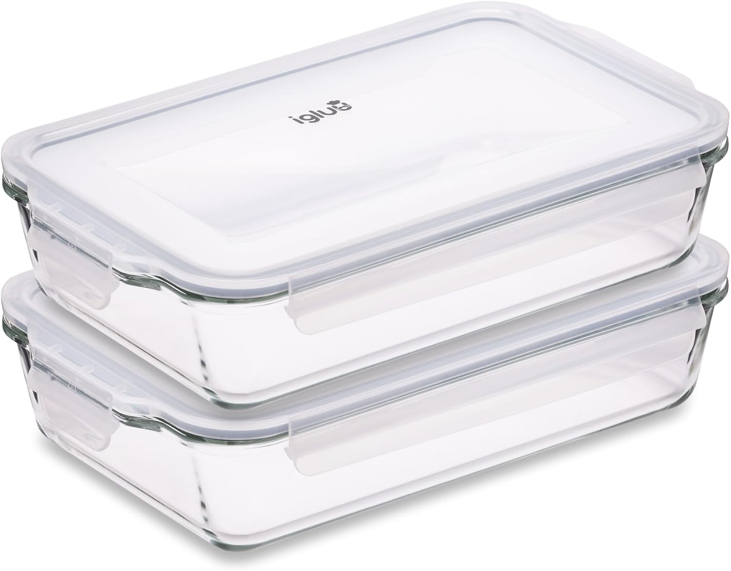 Igluu - Plat à lasagnes verre borosilicate 2,2L - lot de 2, hermétique, compatible four et micro-ondes