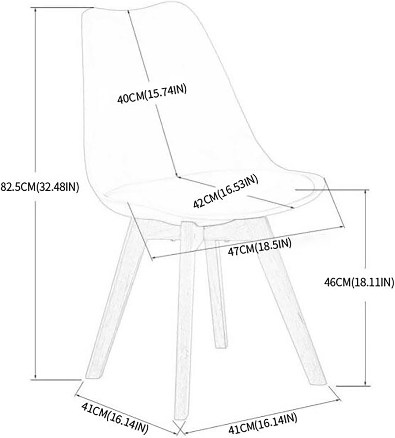 EGGREE - Lot de 4 chaises - assise rembourrée, pieds hêtre - confort optimal, noir