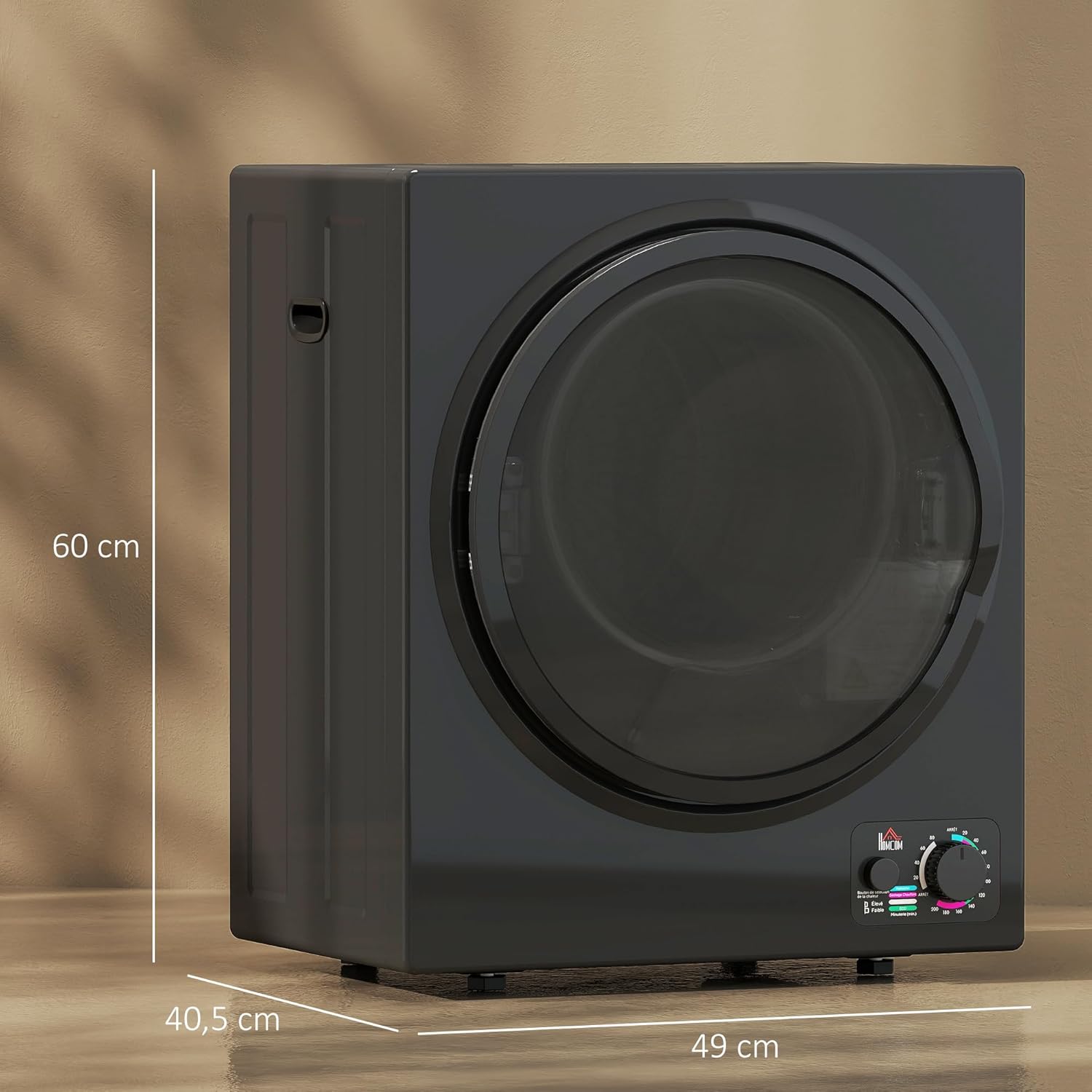 HOMCOM - sèche-linge portable 2,5kg - 850W, 4 modes, inox, mural
