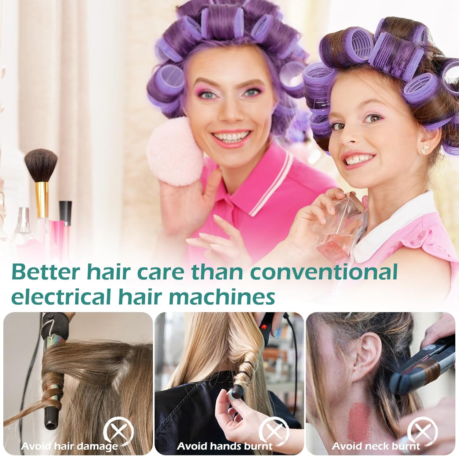 GeeRic - Bigoudis auto-agrippants 33pcs - sans chaleur, accessoires inclus