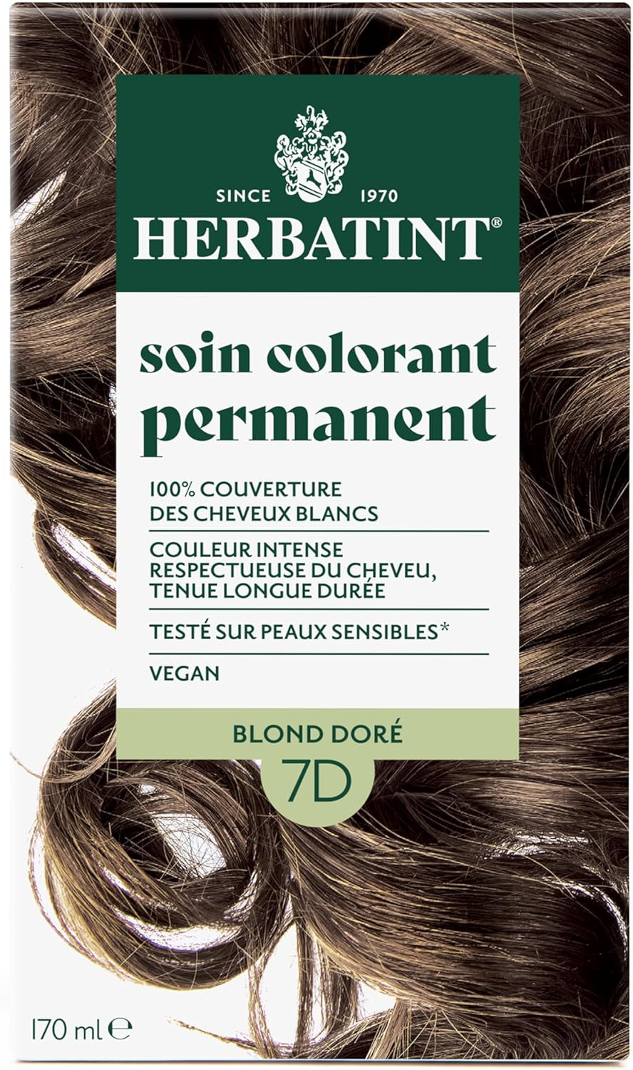 Herbatint - colorant permanent cheveux 7D - 170ml - sans ammoniaque, couvre 100% cheveux blancs