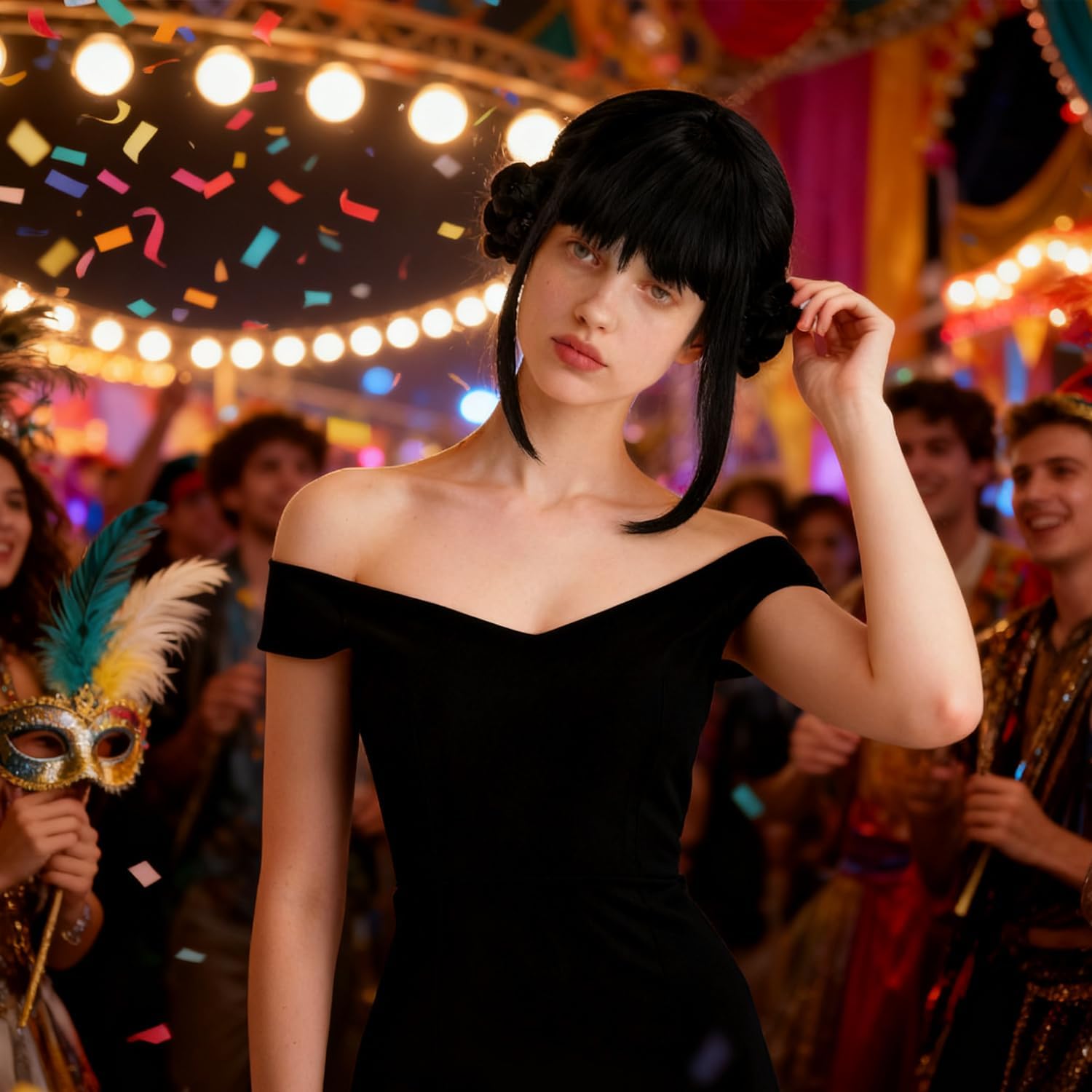 Perruque enfant cosplay violette longue tressée, Halloween, M3