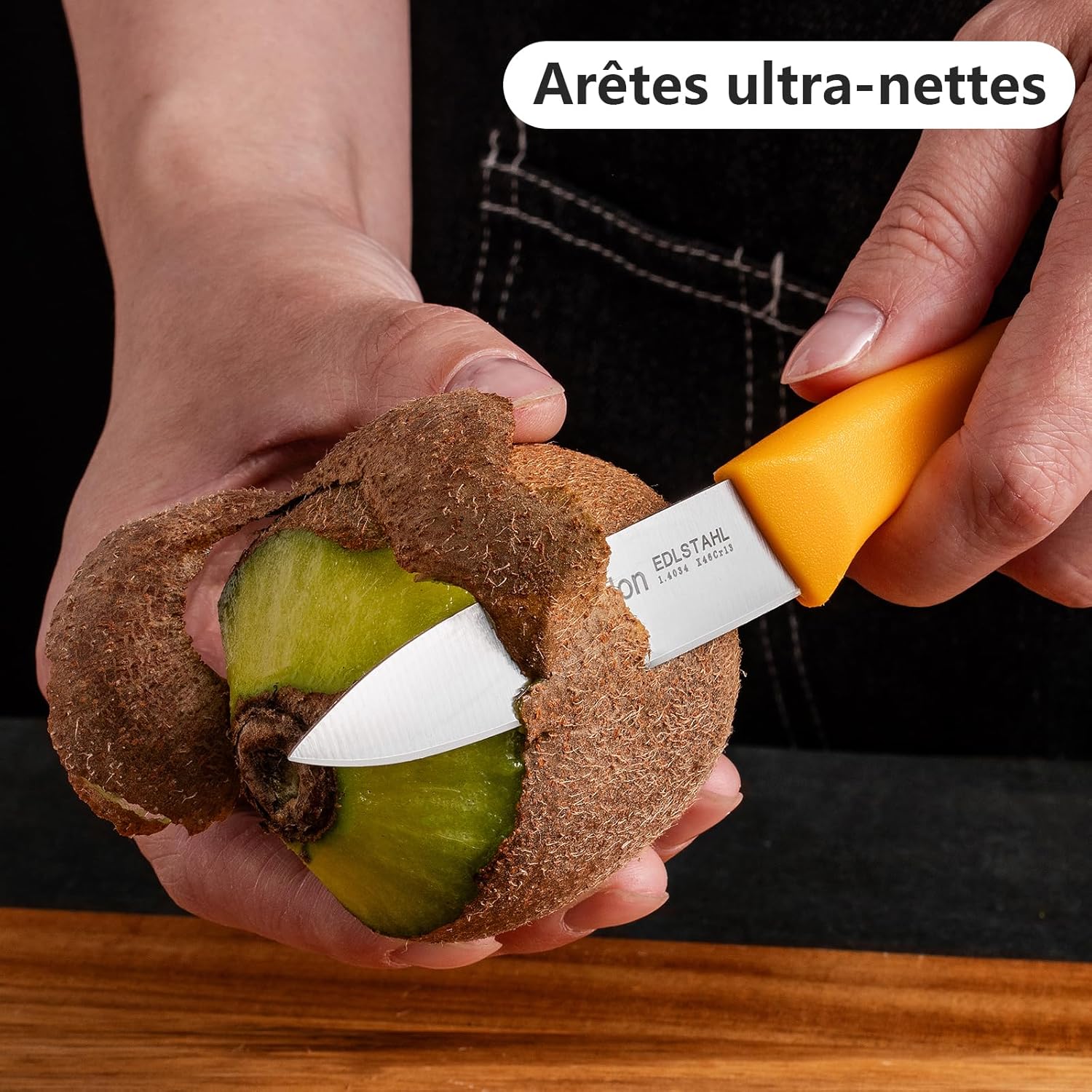 Couteaux à légumes - 6 pièces inox, manche ergonomique, lavable, colorés