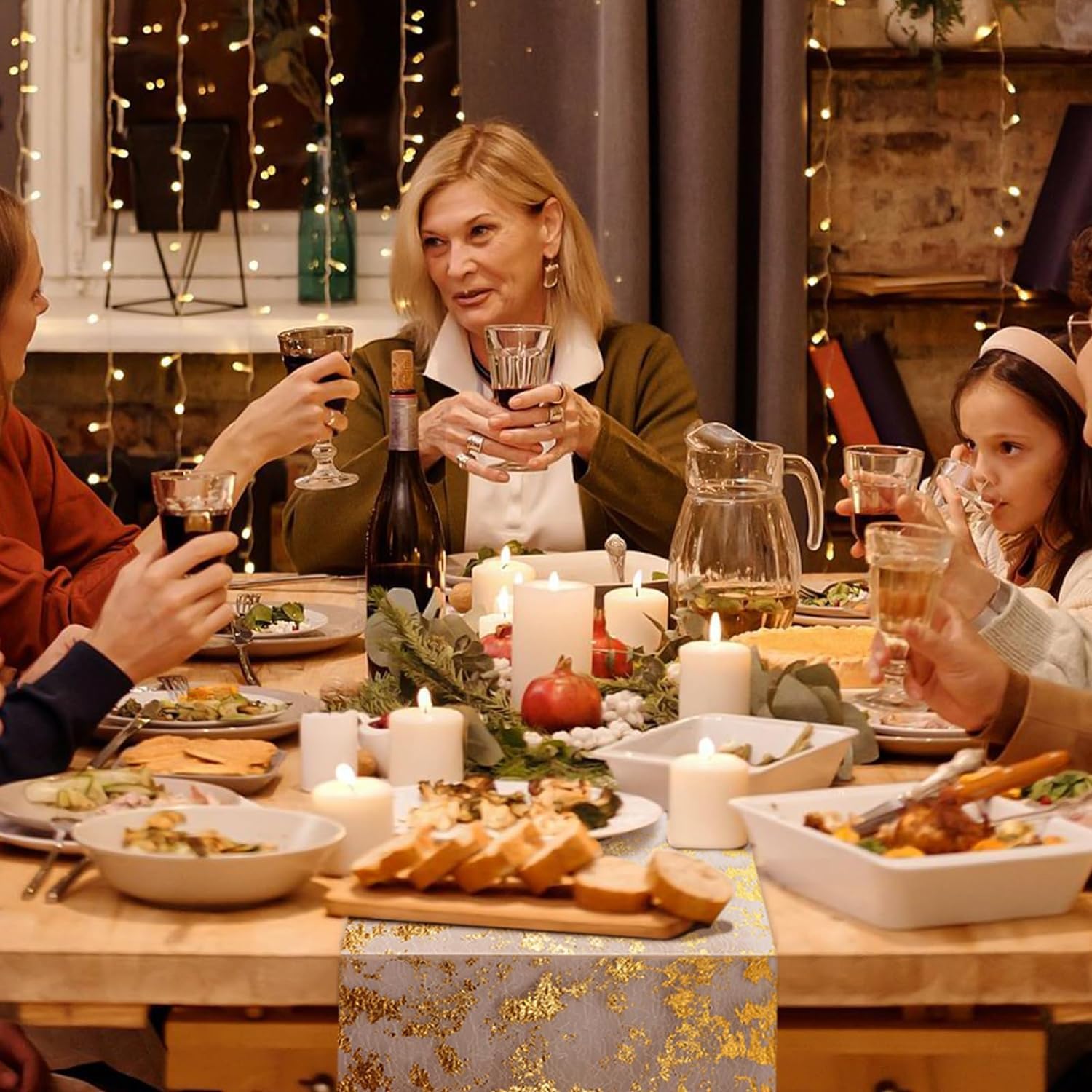 Chemin de table filet - polyester doré - 28x1000cm - Feuille d'or, déco fête