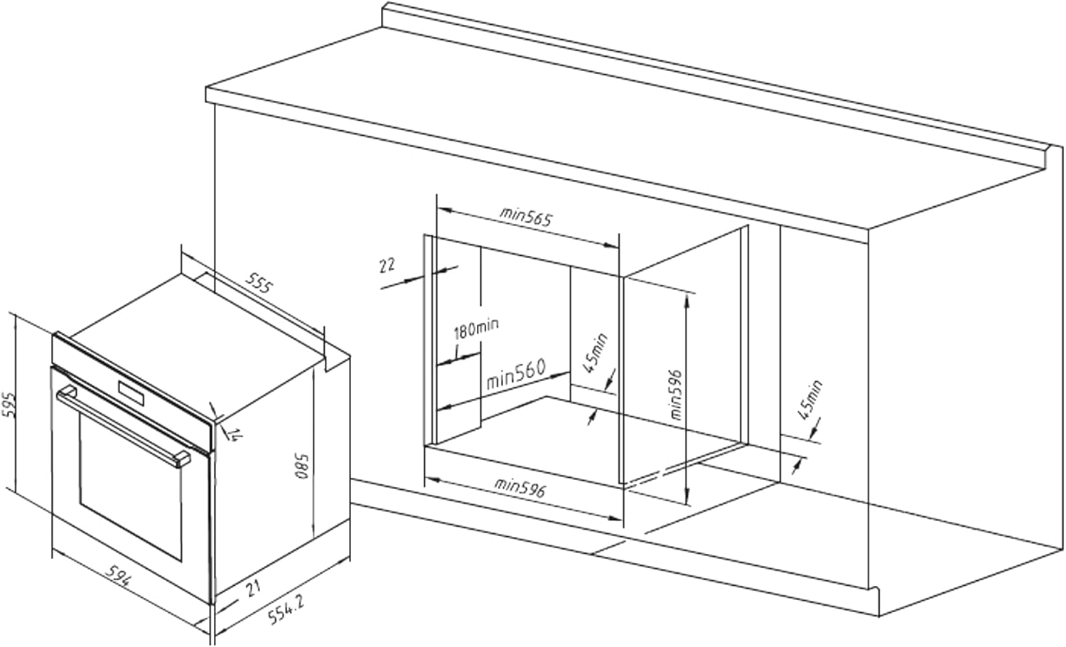 Cecotec - Four pyrolyse 60cm, 81L, 3400W, 11 fonctions Edge P506000