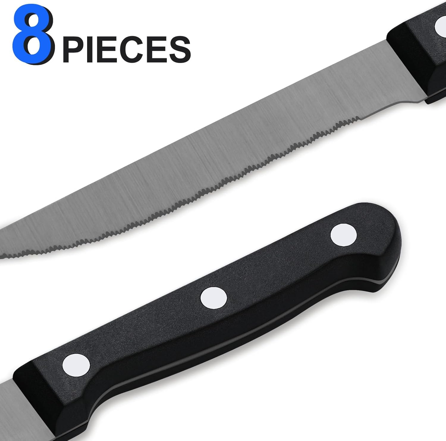 Pleafind - couteaux à steak - 21cm - inox, lame dentelée, lavable