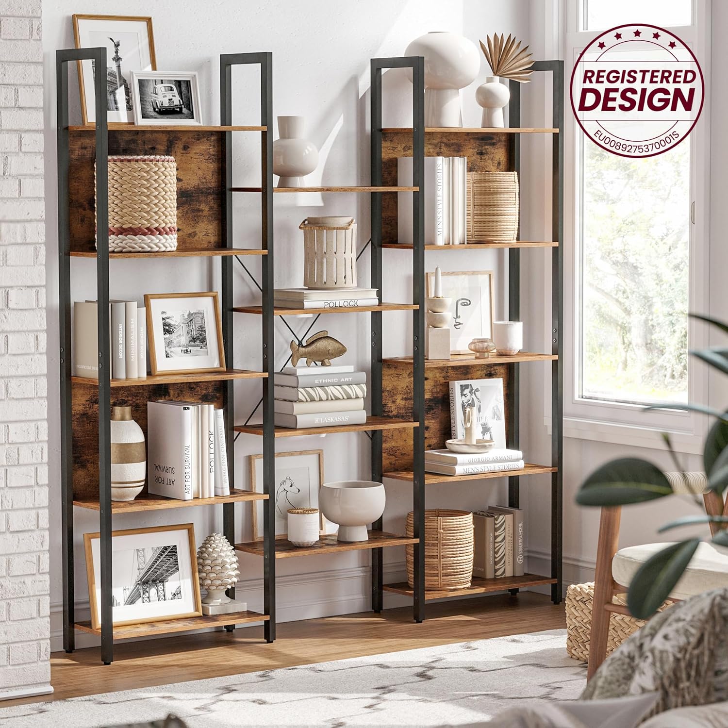 VASAGLE - étagère industrielle 14 cases, métal, 24x158x166cm, LLS107B01