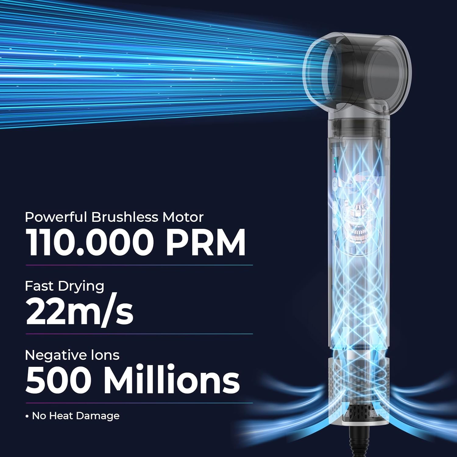 UKLISS - Air Styler 6 en 1 - 1400W - Ionique, multifonction, cheveux bouclés