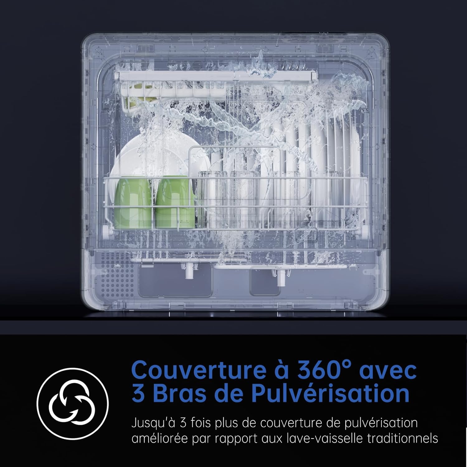 AIRMSEN - Mini lave-vaisselle compact - 5L - 7+2 programmes, sel, LED