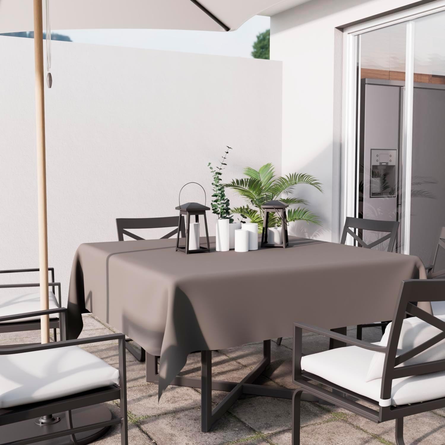 Soleil d'Ocre - Nappe carrée anti-tâches - 180x180 cm - Polyester moka